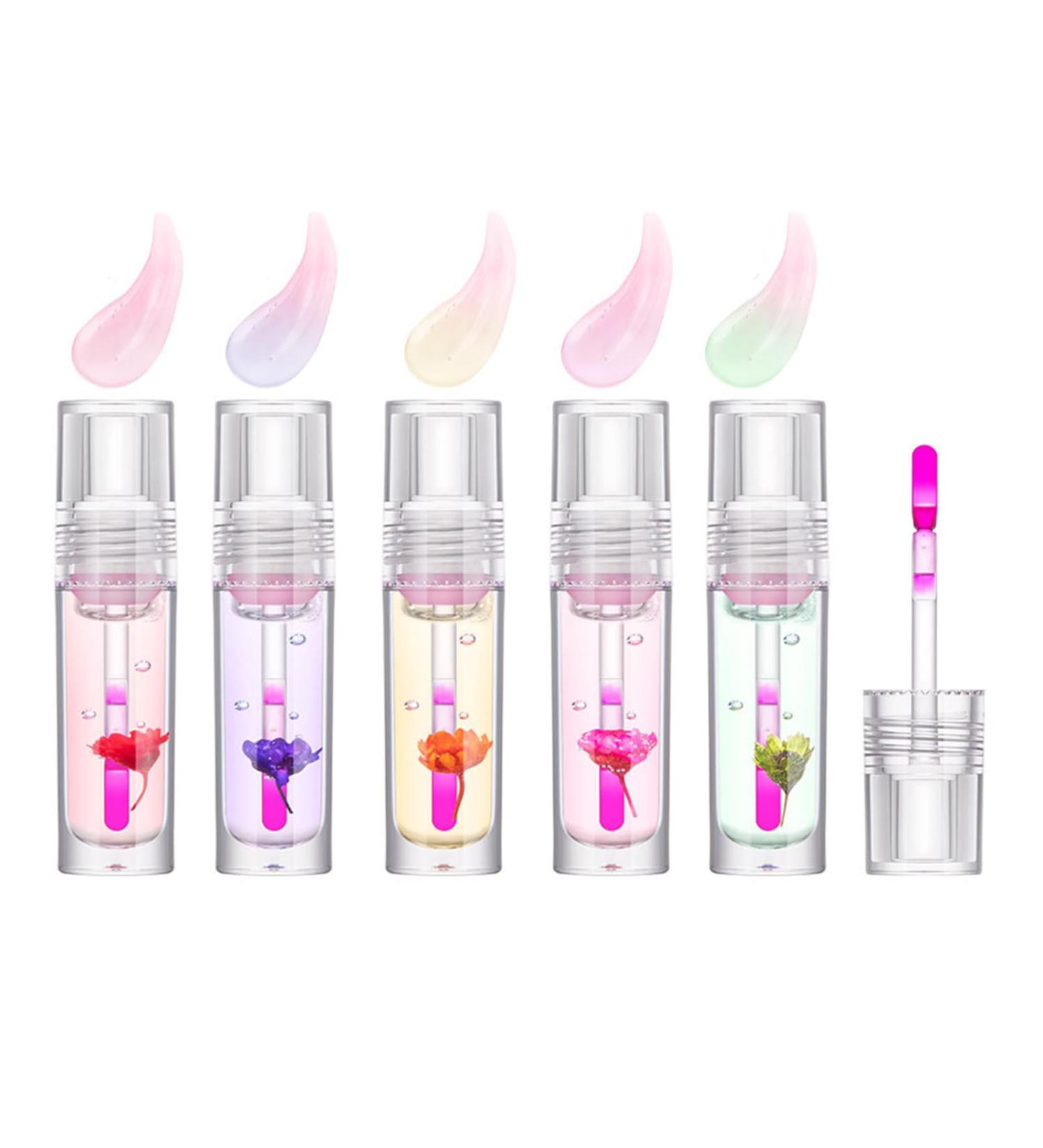 Color Changing Lip Gloss - 5 Color Flower Lip Oil for Hydration & Plumpness | Long Lasting Gloss for Women & Girls - Buy Online on GoSupps.com