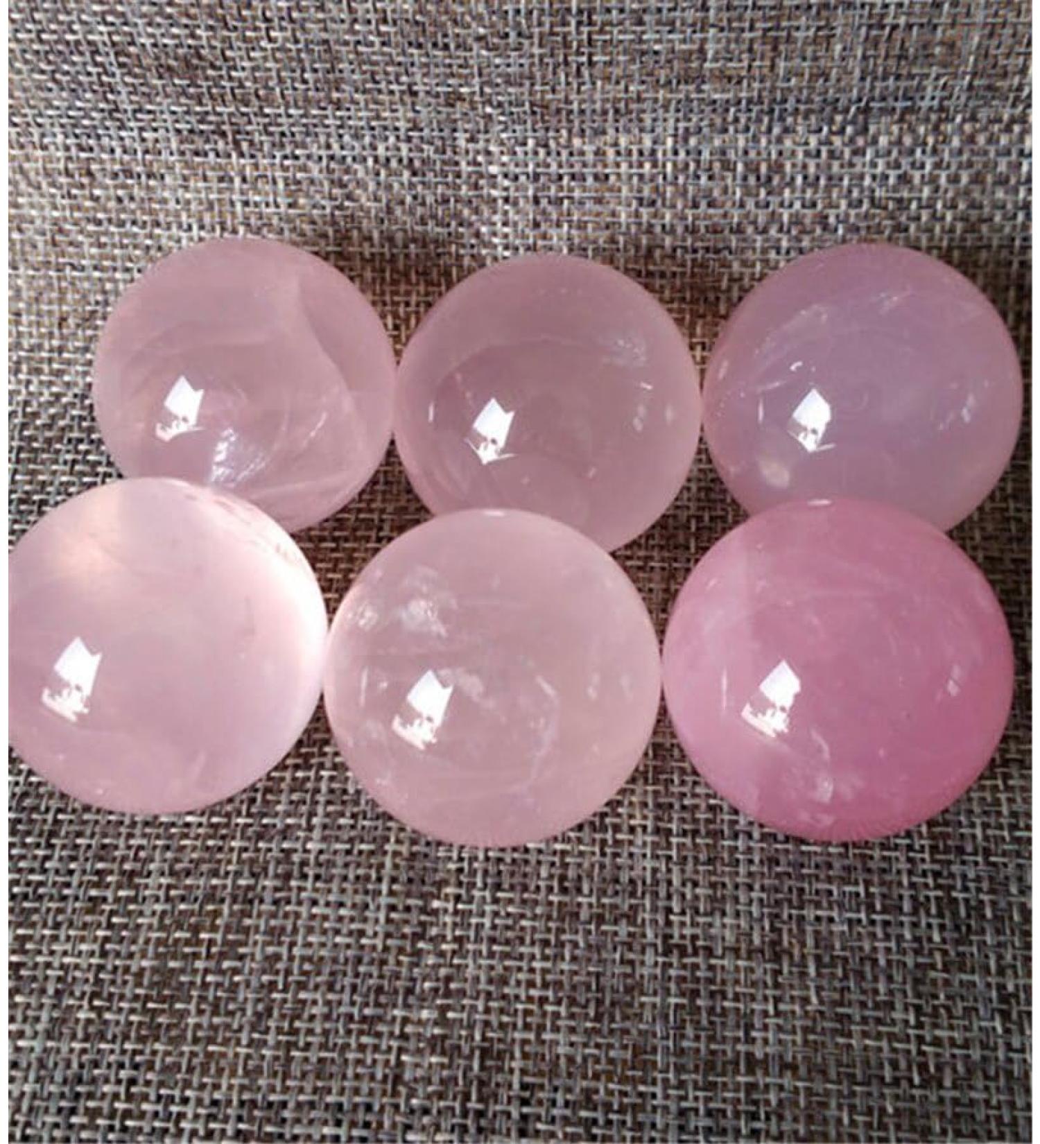 2 pcs Love Stone Natural Pink Rose Quartz Crystal Reiki Gemstone Rose Crystal Sphere as Gift Chakra Reiki Balancing - Buy Online on GoSupps.com