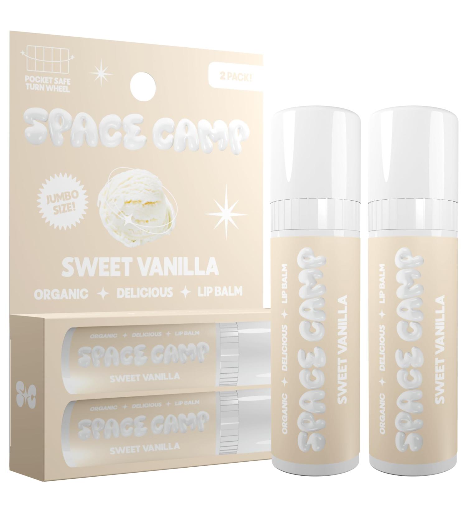 Space Camp Wellness Jumbo Lip Balm - Sweet Vanilla Organic Flavor (2 Pack) | Shop Internationally - Buy Online on GoSupps.com
