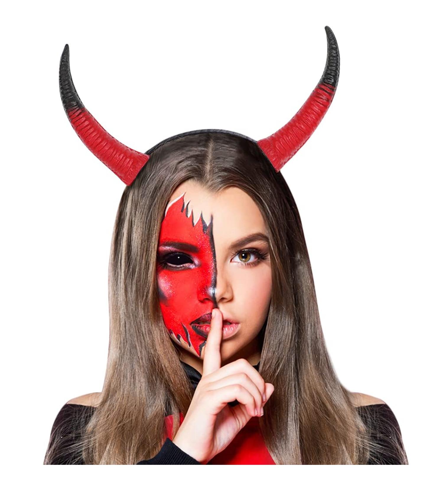 Devil Horns Headband Halloween Demon Witch Horn for Girls Women Day of The Dead Headwear Hair Accessorie Black Red Devil Ox Horns Witch Cosplay Carnival Masquerade Headdress Party Photo Props Red+black - Buy Online on GoSupps.com
