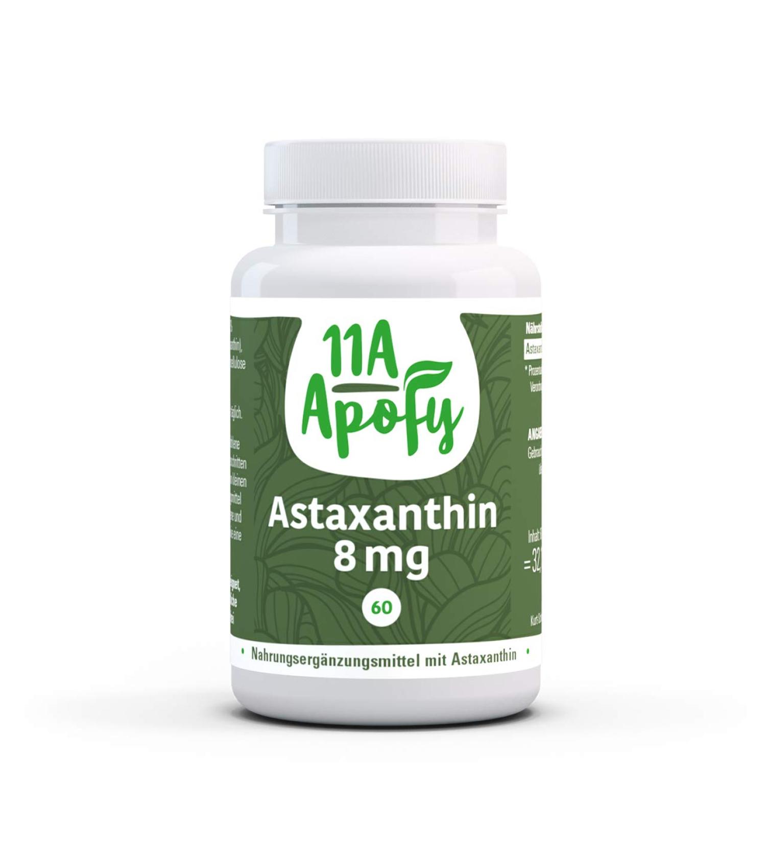 Buy 11a Apofy Astaxanthin 8 mg | Natural Haematococcus Pluvialis | 60 Capsules for Optimal Health | International Shipping Available - Buy Online on GoSupps.com