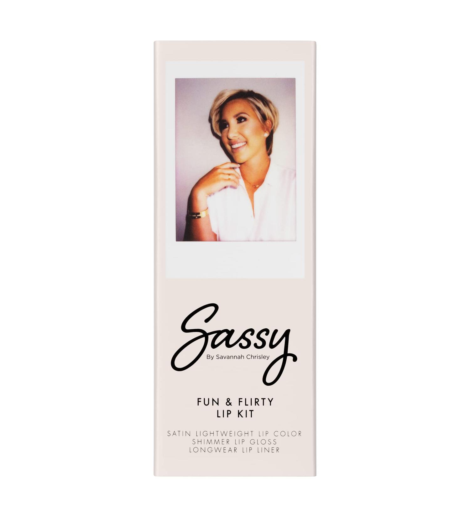 Sassy by Savannah Chrisley Signature Lip Kit - Lip Color, Gloss, & Liner Set for Defined & Flirty Lips - Satiny, Lightweight, & Pigmented Formulas - 3 pc - Buy Online on GoSupps.com