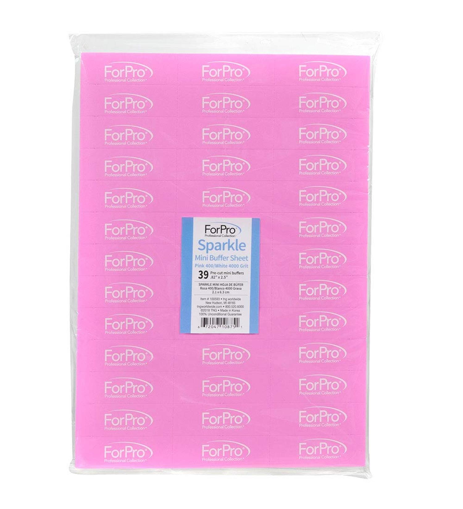 ForPro Sparkle Mini Buffer Sheet 39-Count - Pre-Cut Double-Sided Nail Buffers Pink/White Grit 400/4000 - Buy Online on GoSupps.com