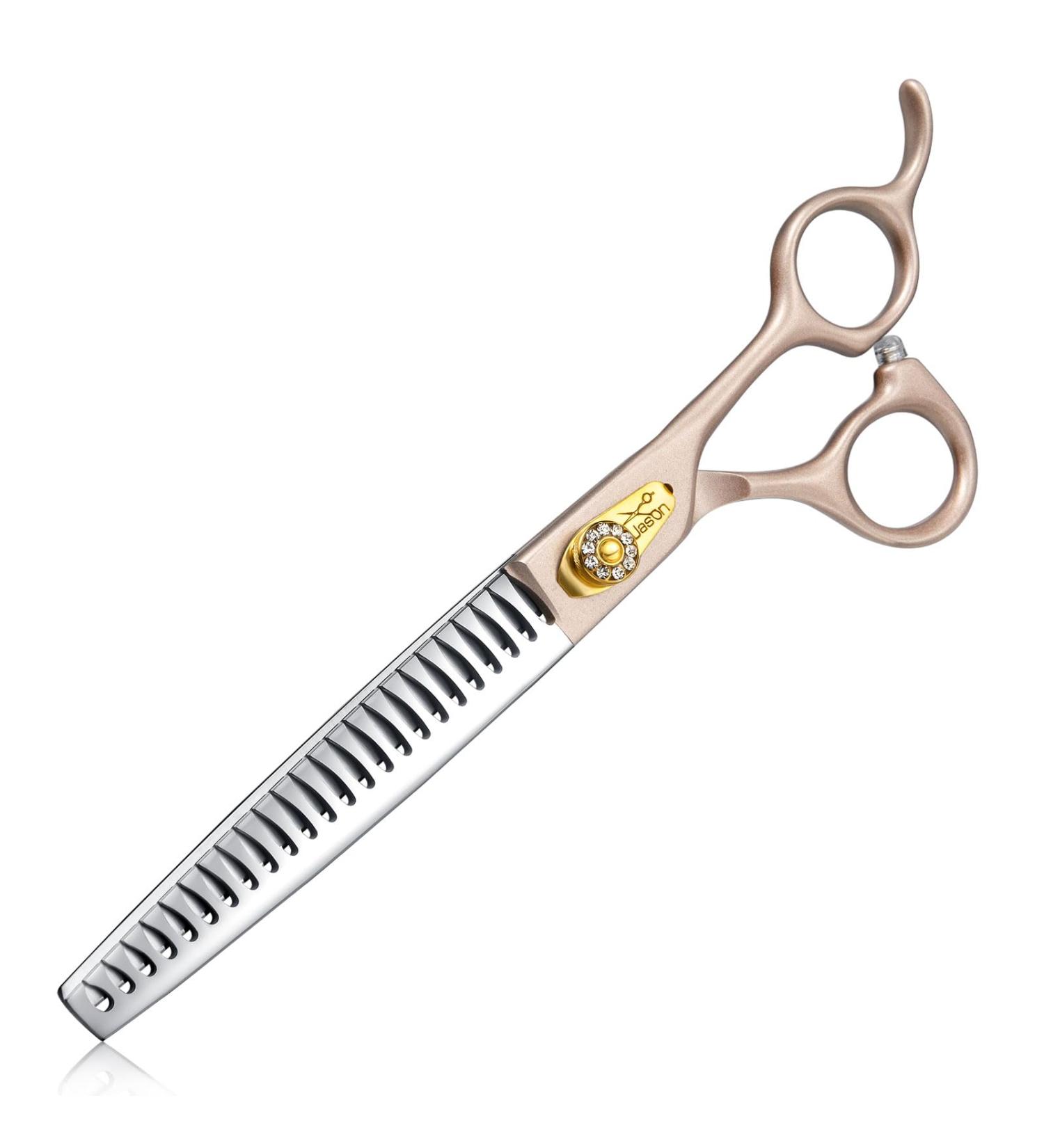 Jason Profi Dog Chunker Scissors - 7.5 24 Teeth Japanese 440C Stainless Steel Ergonomic Rose Gold Design for Effortless Grooming - Buy Online on GoSupps.com