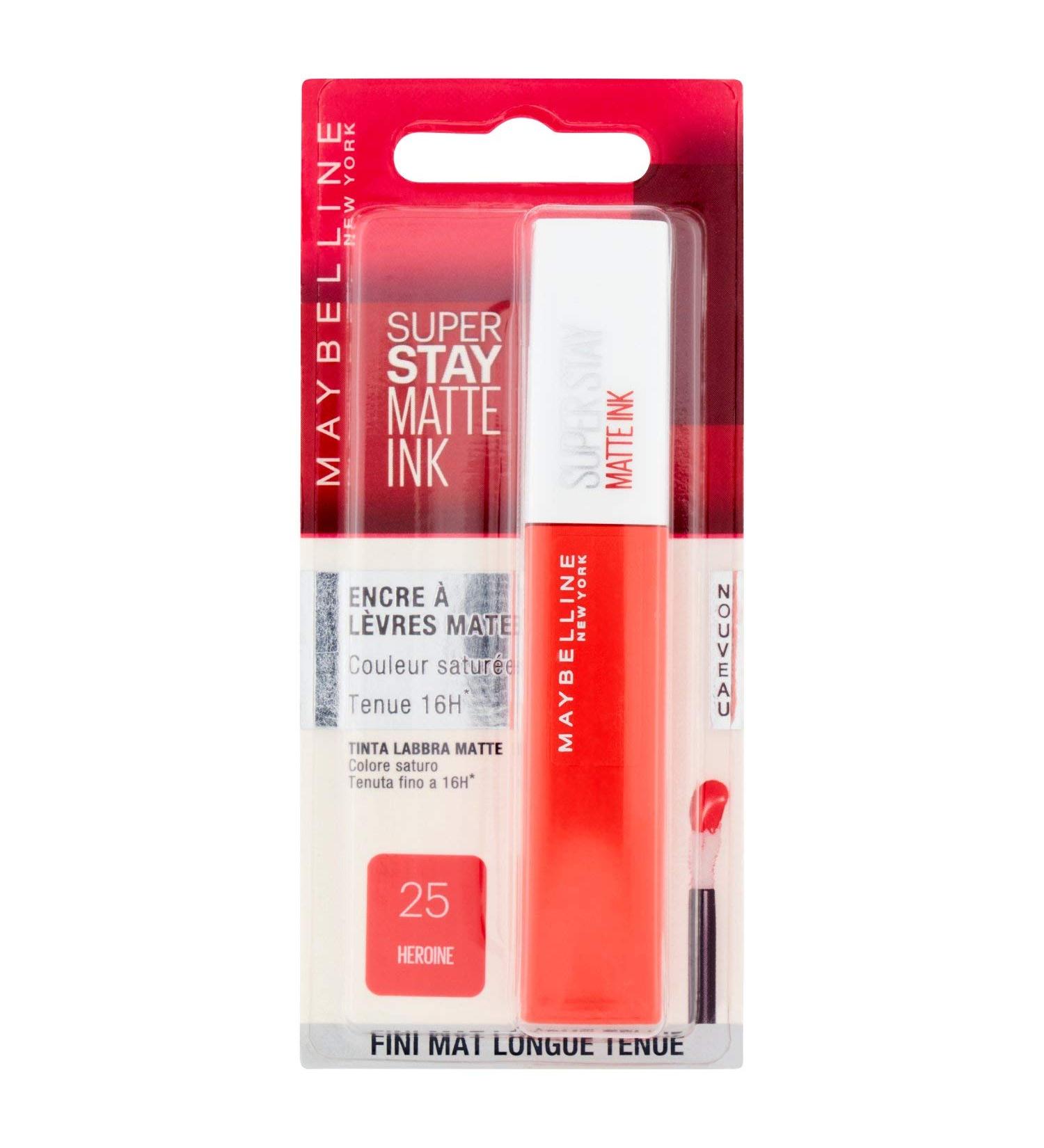 Maybelline New York - Superstay Matte Ink Intense Long-Lasting Liquid Lipstick - Shade: 25 Heroine - 5ml - Buy Online on GoSupps.com