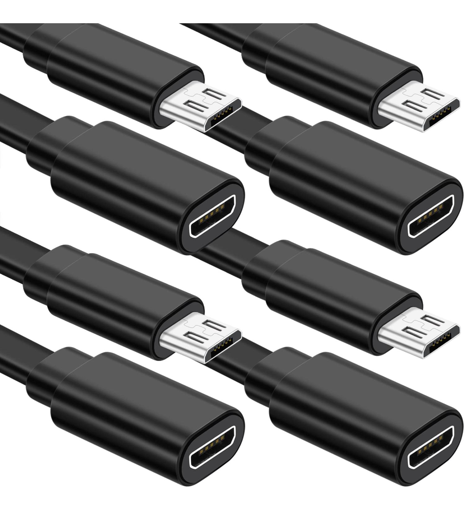 Sumind 4 Pack 10ft Micro USB Extension Cable Male to Female Extender - Compatible with Wireless Security Cameras - Includes Cable Clips (Black) - Buy Online on GoSupps.com