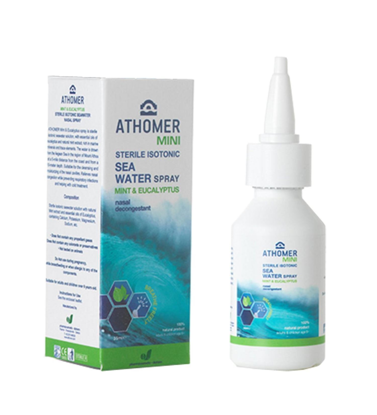 Natural Seawater Nasal Spray with Mint & Eucalyptus - Immediate Relief for Colds, Blocked Nose & Hayfever - Safe for Adults & Children (6yrs+) - 35ml/1.23oz - Buy Online on GoSupps.com