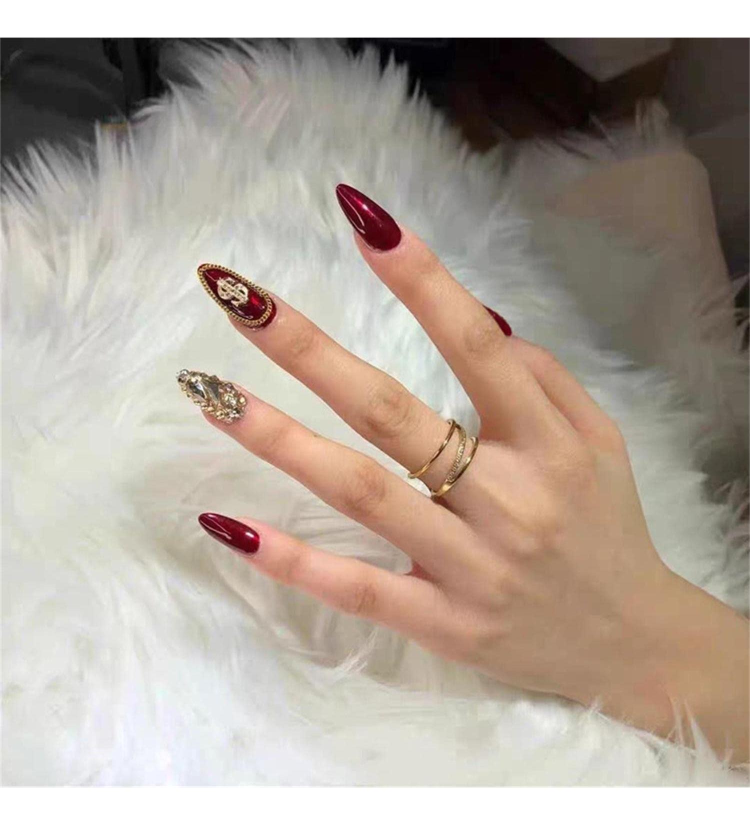 Press on Nails Long Fake Nails 24Pcs Shiny Red False fingernail with Self-Adhesive Jelly Nail Glue Tabs Press On False Nails - Buy Online on GoSupps.com