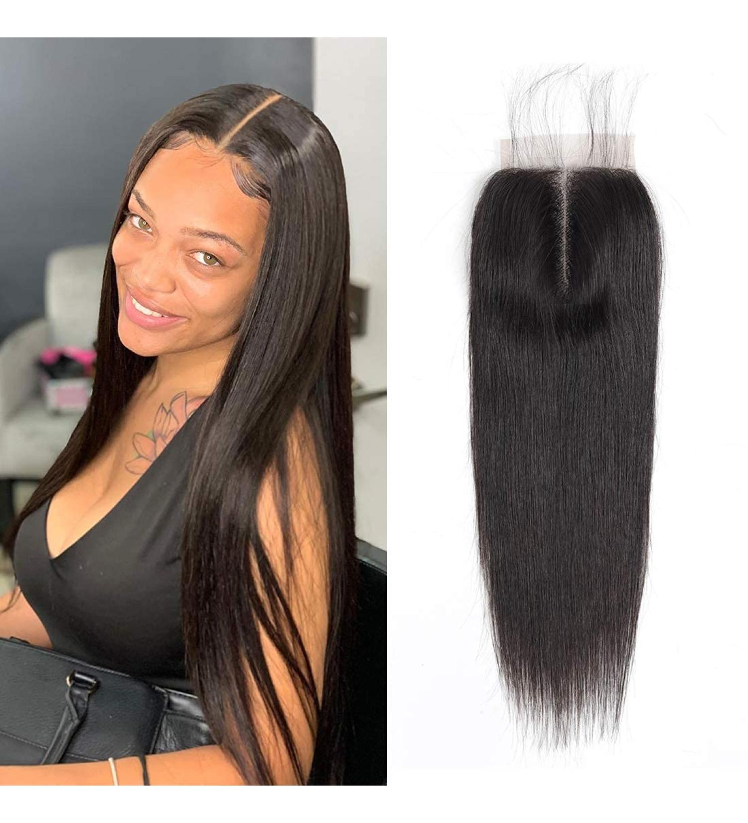 Toocci Straight Hair Lace Closure - 4x4 Full Brazilian Human Hair Front Closure with Baby Hair - 8 Inch Quality Lace Wig - Buy Online on GoSupps.com