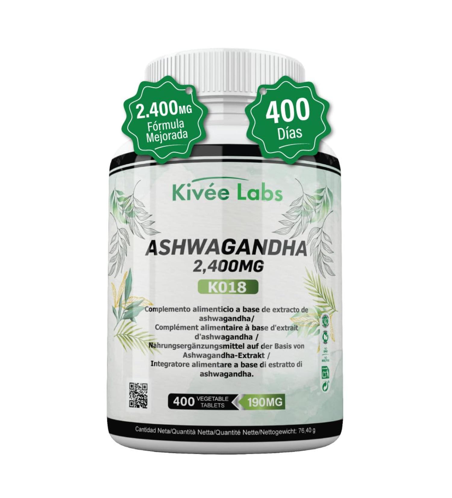 Kiv eLabs 400 Comprimidos Ashwagandha de Alta Potencia 2400 mg for compression with concentration 501 VEGANO Sin Gluten Sin OGM - Buy Online on GoSupps.com