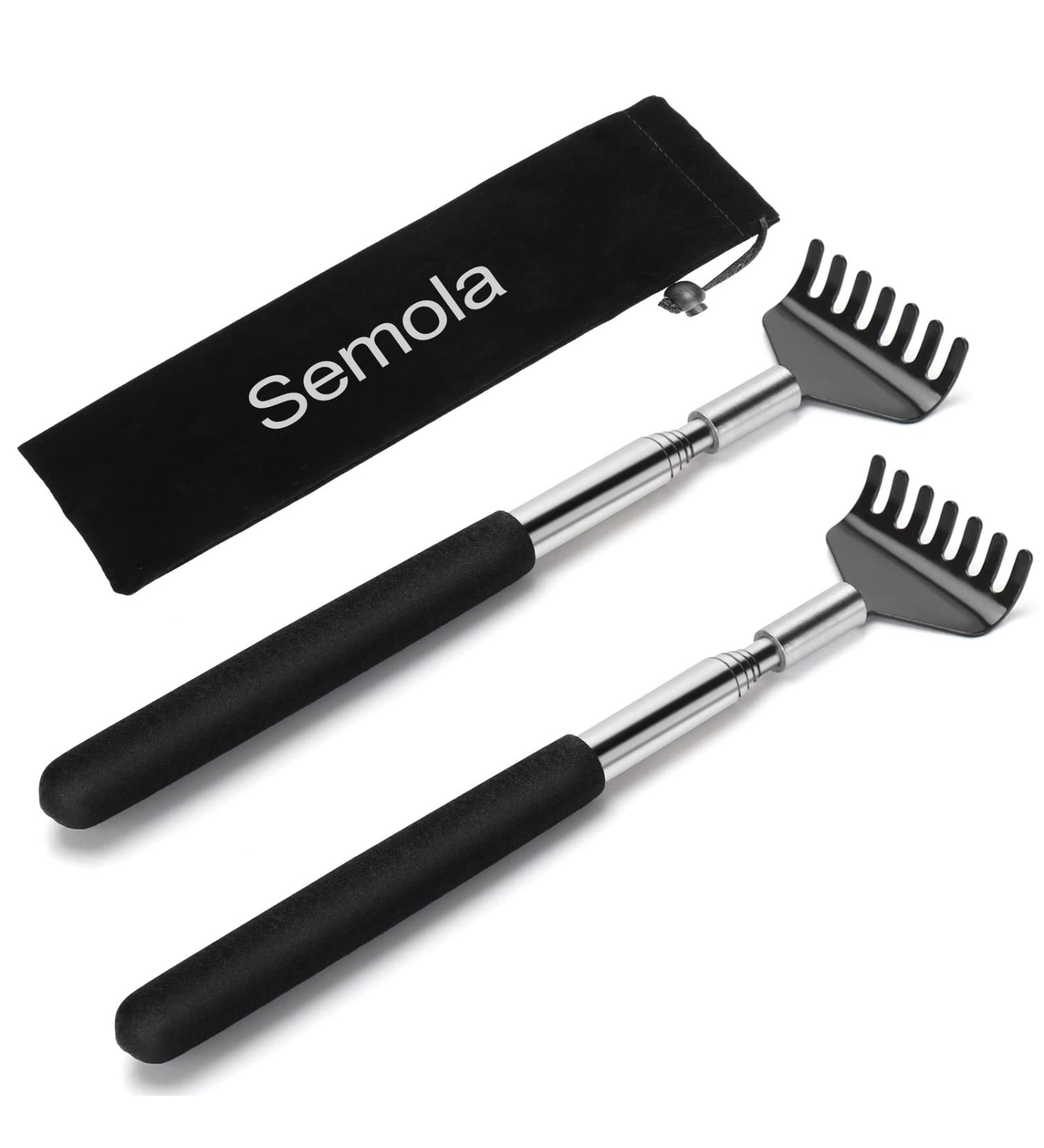 Extendable Telescoping Back Scratcher Metal Set - 2 Pack Black Retractable Scratcher for Men, Women, Adults, and Kids - Back Massager Tool for Dad - Buy Online on GoSupps.com