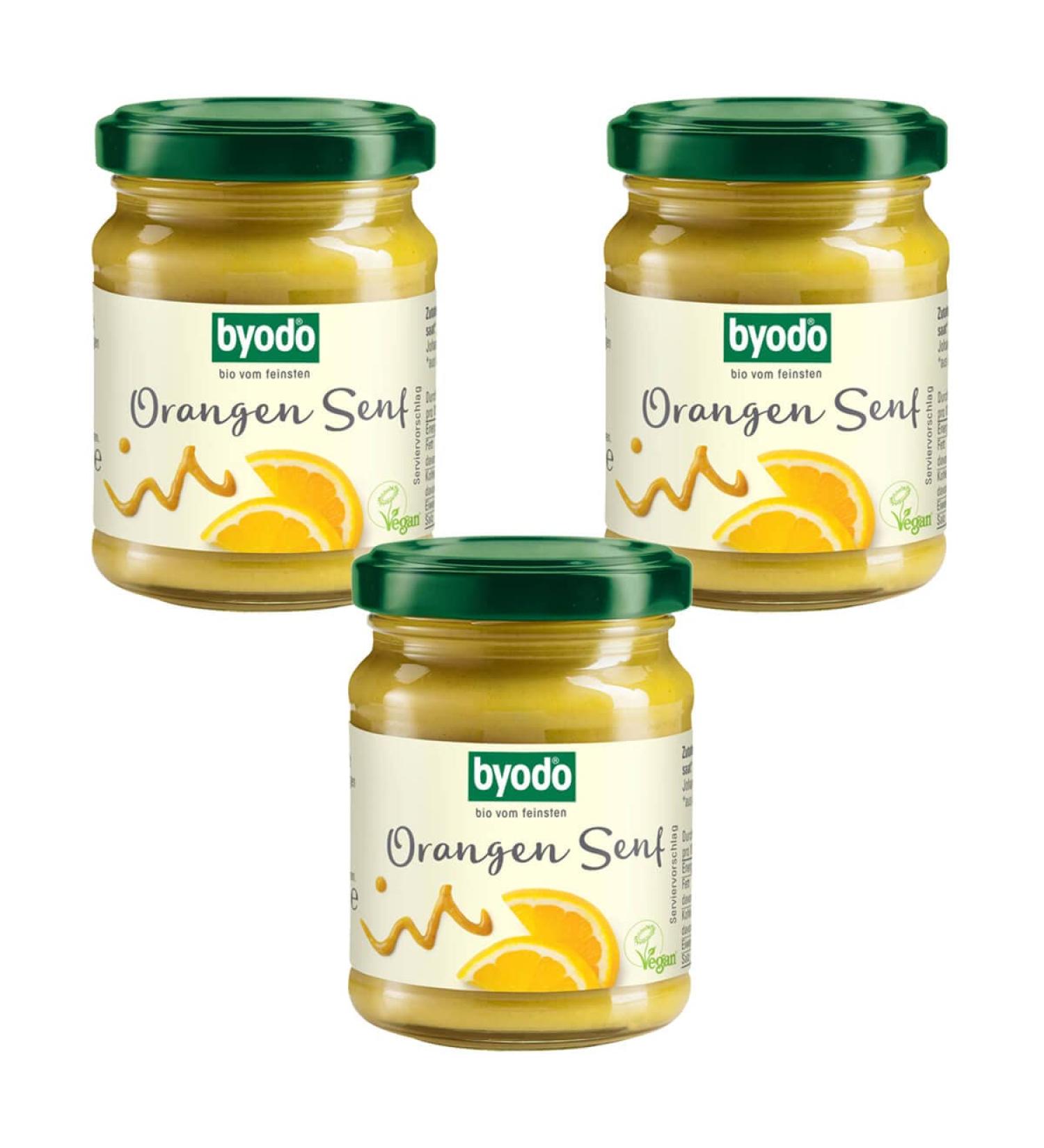 ByoDo Byodo Orangen Smoutarde Lot de 3 pots de 3 x 125 ml