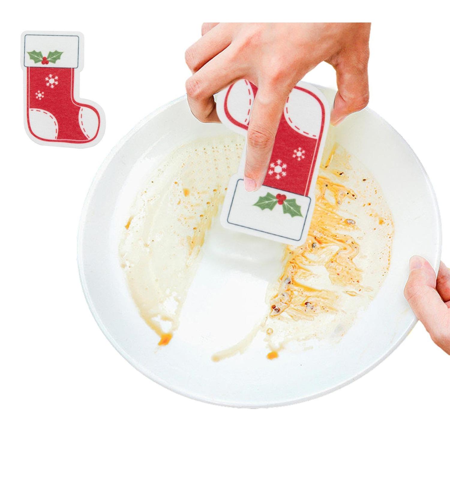 Christmas Kitchen Sponge - Cartoon Christmas Kitchen Sponges Reusable Multipurpose Scrub Sponge Double-Side Design Christmas Socks - Buy Online on GoSupps.com