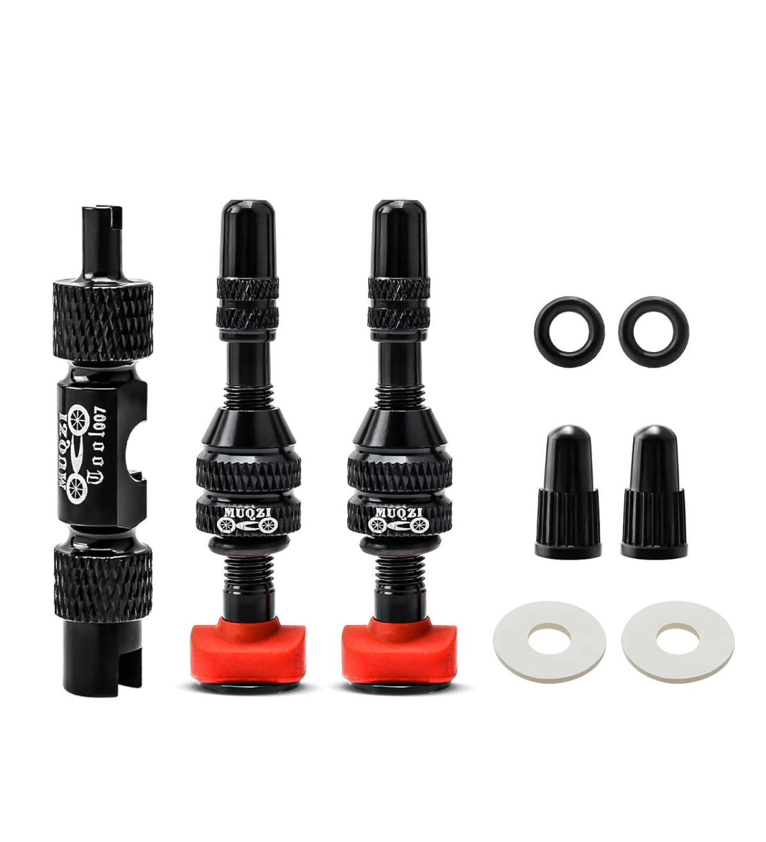 Muqzi Tubeless Presta Valve Shaft - No Leak Bike Valve with Integrated Tool & Alloy Cap - Black 40mm - Buy Online on GoSupps.com