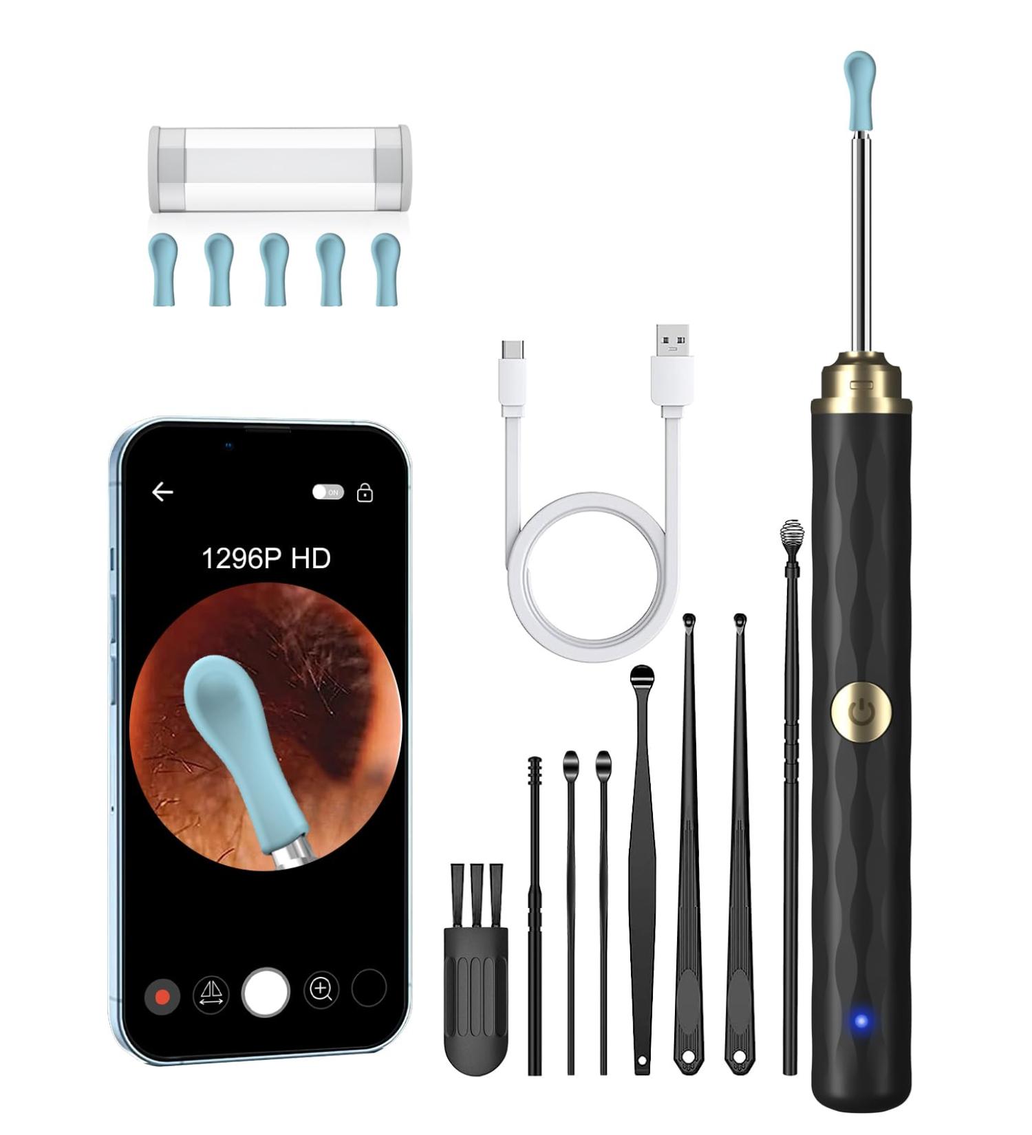 Ear Wax Removal Tool Camera Black and Gold