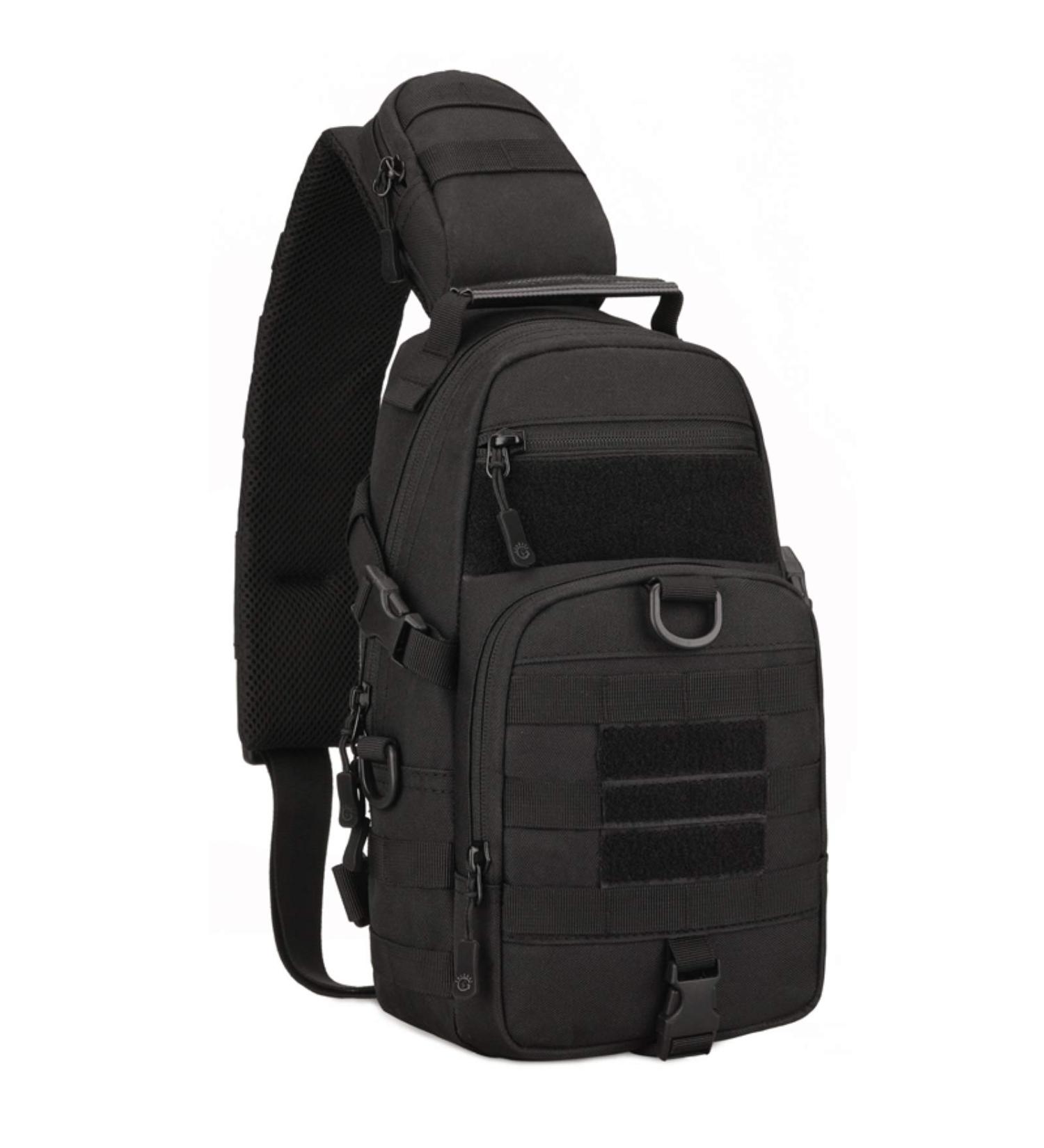Vinbagge Tactical Sling Rucksack - Waterproof Military Shoulder Bag for Hiking & Cycling - Small Crossbody Daypack - Black - Buy Online on GoSupps.com