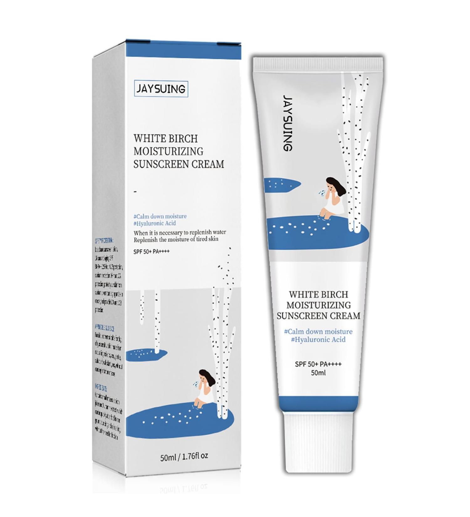 Hydrating Face Sunscreen Moisturizer SPF 50+ PA++++ | Birch Juice Sun Cream No White Cast All Skin Types - Buy Online on GoSupps.com