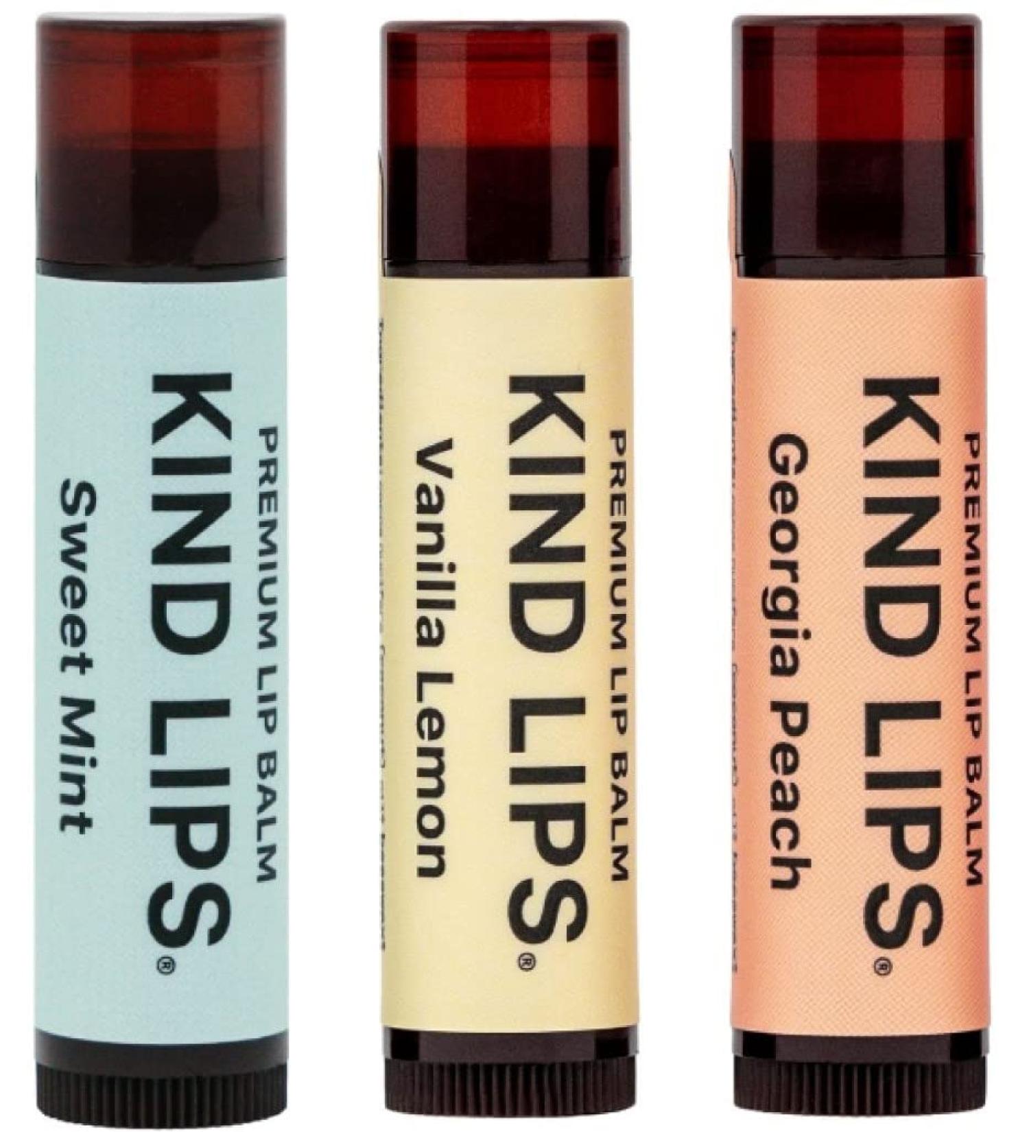 Kind Lips Lip Balm - 100% Natural Organic Moisturizer for Dry Cracked Lips - 3 Flavor Variety Pack - Buy Online on GoSupps.com