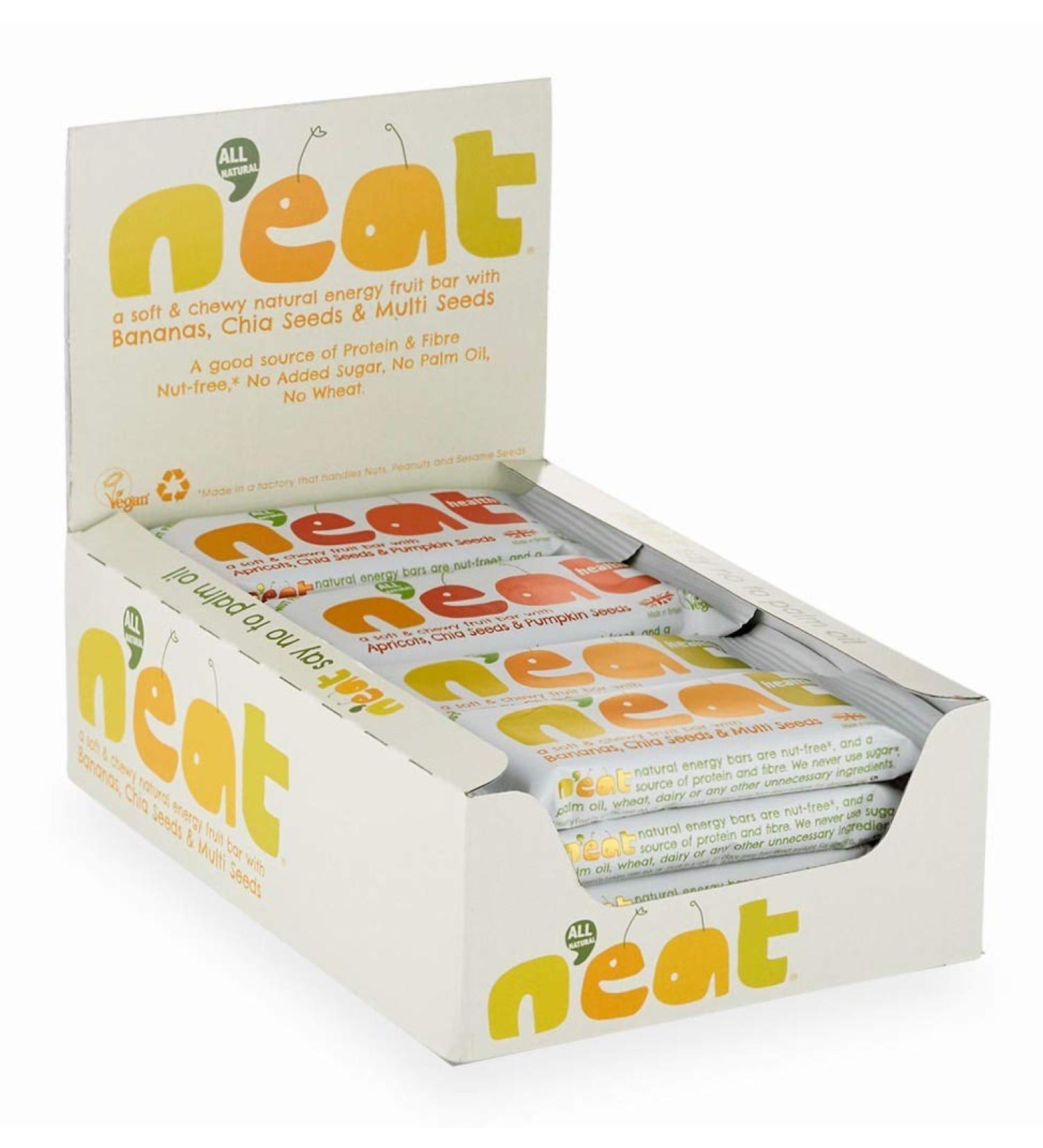 N'eat Vegan Energy Bars with Bananas, Chia Seeds & Multi Seeds 16x45g - Protein & Fibre-Rich Snack, No Added Sugar, Wheat or Dairy - Buy Online on GoSupps.com