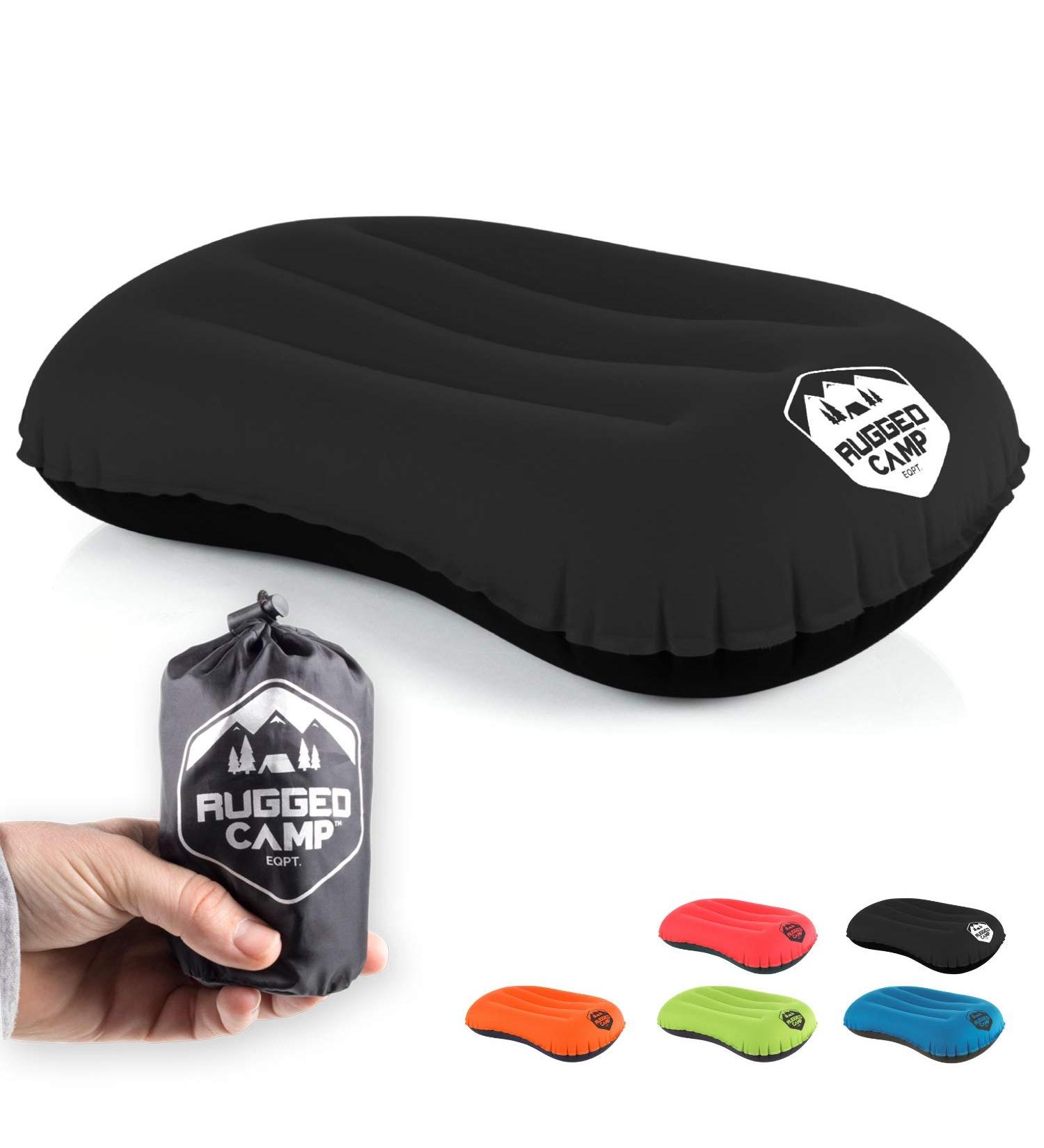 Inflatable Camping Pillow - Multiple Colors - Compressible & Ergonomic - Beach & Hammock Pillow - Black - Buy Online on GoSupps.com