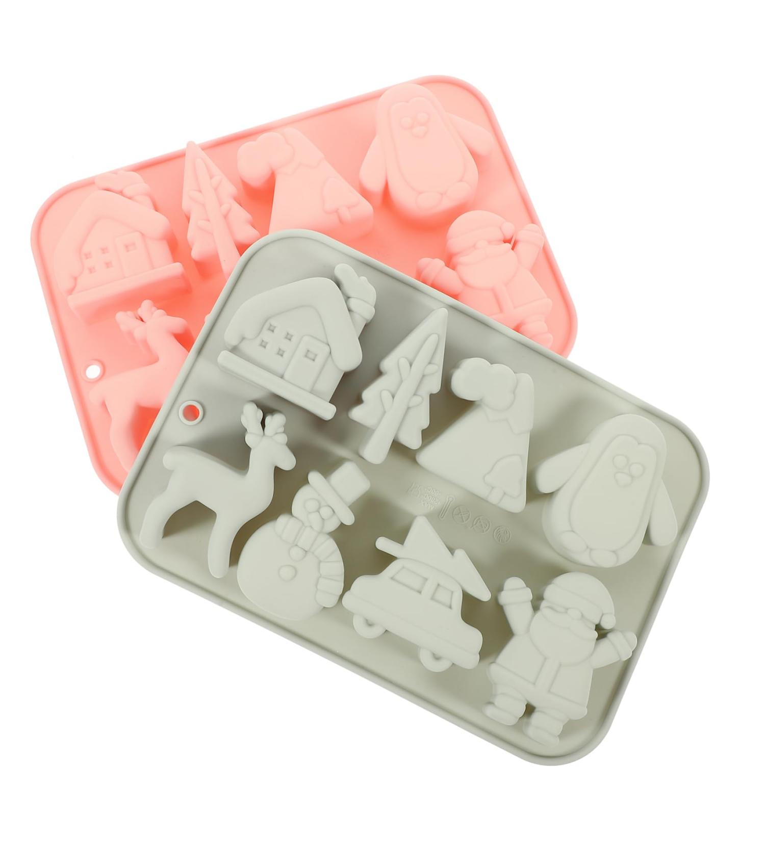 ABOOFAN 2pcs Christmas Cake Mold Silicone Christmas Baking Mold Cookie Molds Candy Baking Mold Chocolate - Buy Online on GoSupps.com