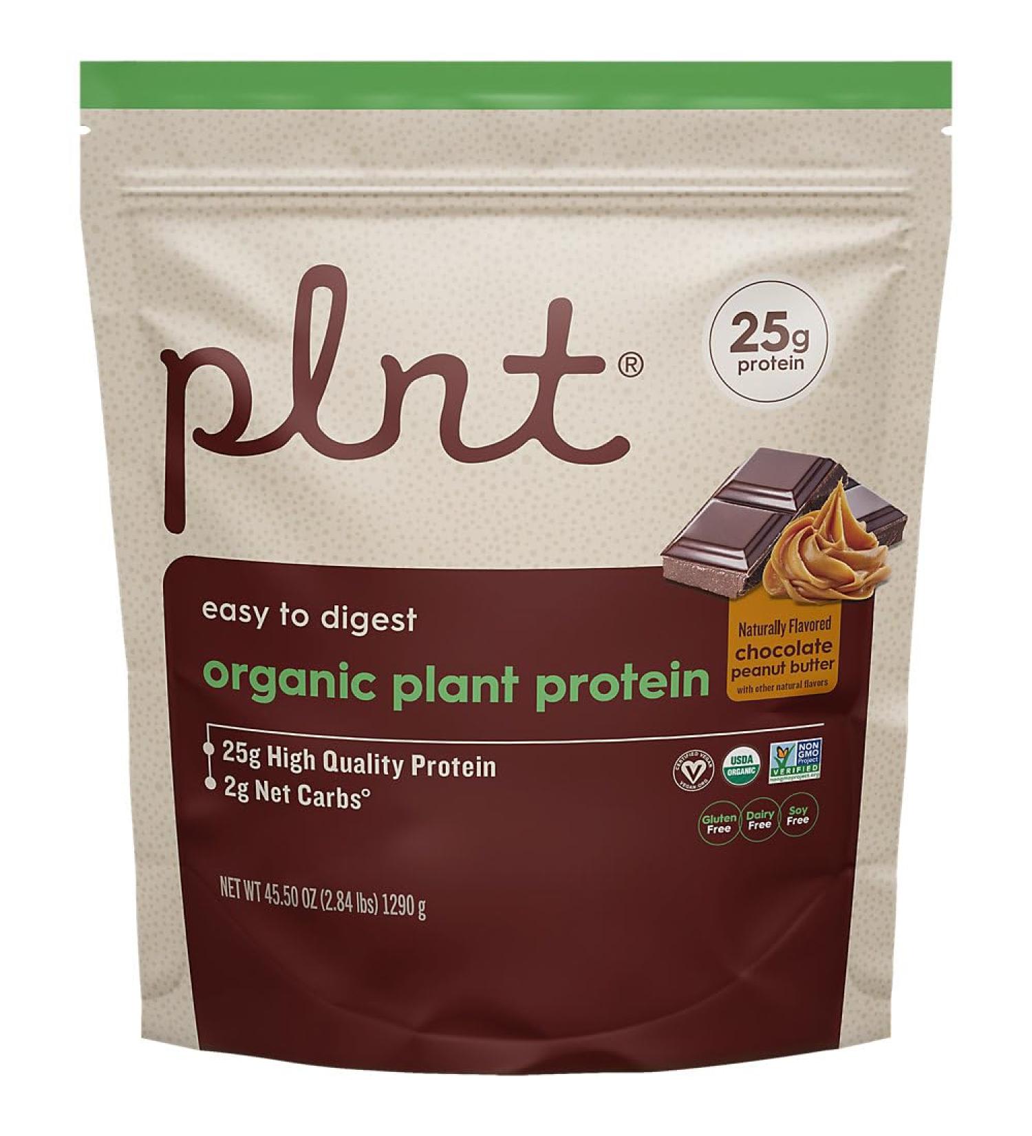 Organic Plant Protein Powder a" Chocolate Peanut Butter a" 2.84 lbs./30 Servings