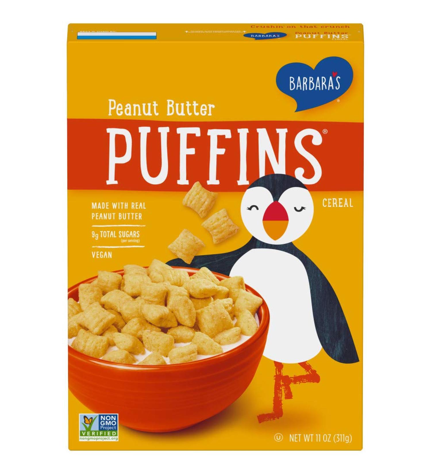 BARBARA'S Puffins Peanut Butter Cereal 11 Oz Box - Non-GMO, Vegan (Pack of 4) - Buy Online on GoSupps.com