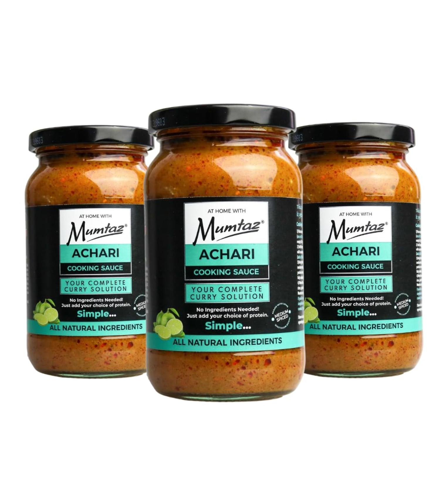 Mumtaz ACHARI Indian Curry Cooking Sauce 350g Pack of 3 Restaurant Quality at Home - Medium Spiced Serves 4-5 All Natural Ingredients Gluten Free Vegetarian Friendly. - Buy Online on GoSupps.com