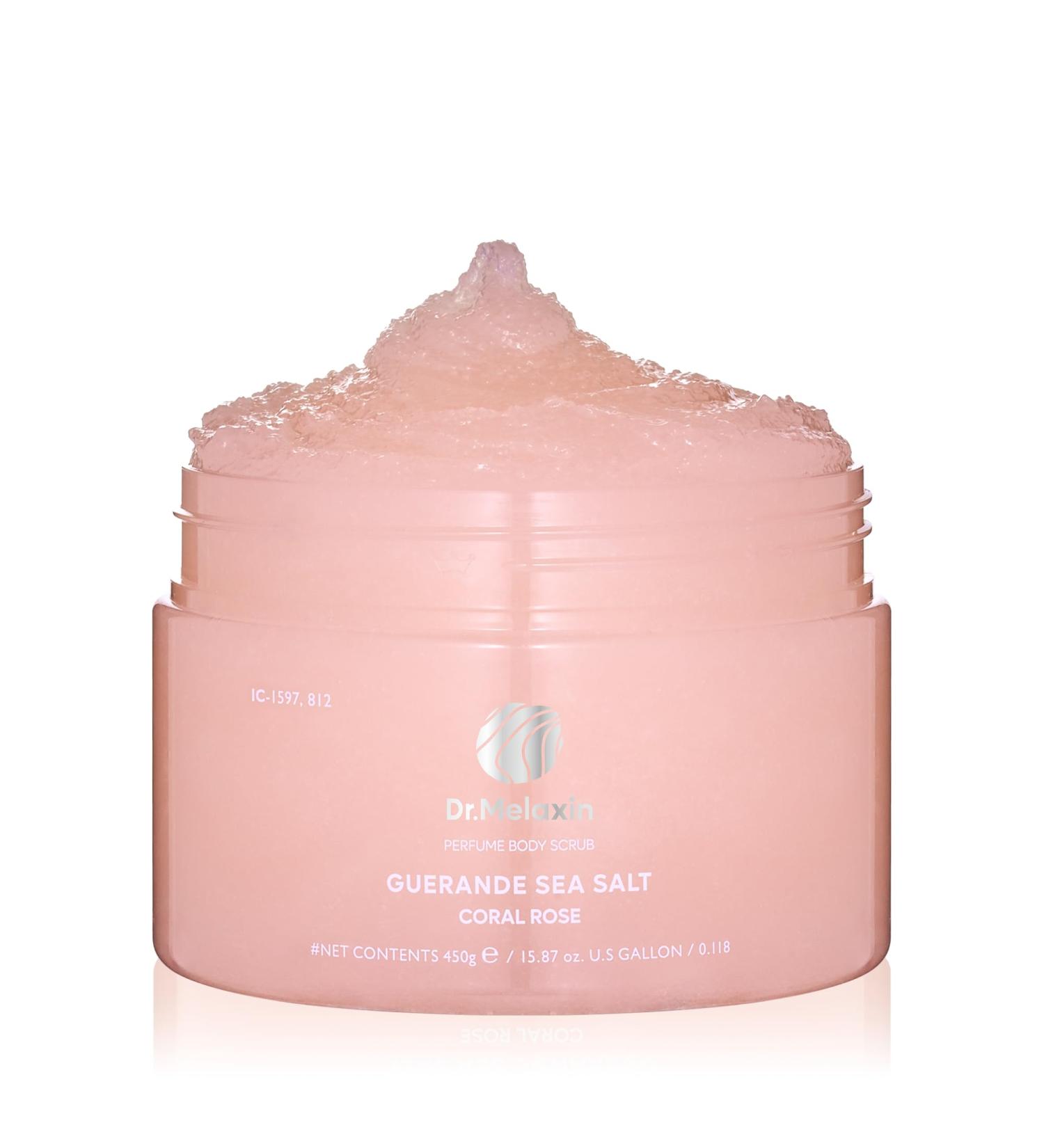 Dr.Melaxin Guerande Sea Salt Perfume Exfoliating Body Scrub for Smooth Skin Body Coral Rose Scent 450g - Buy Online on GoSupps.com