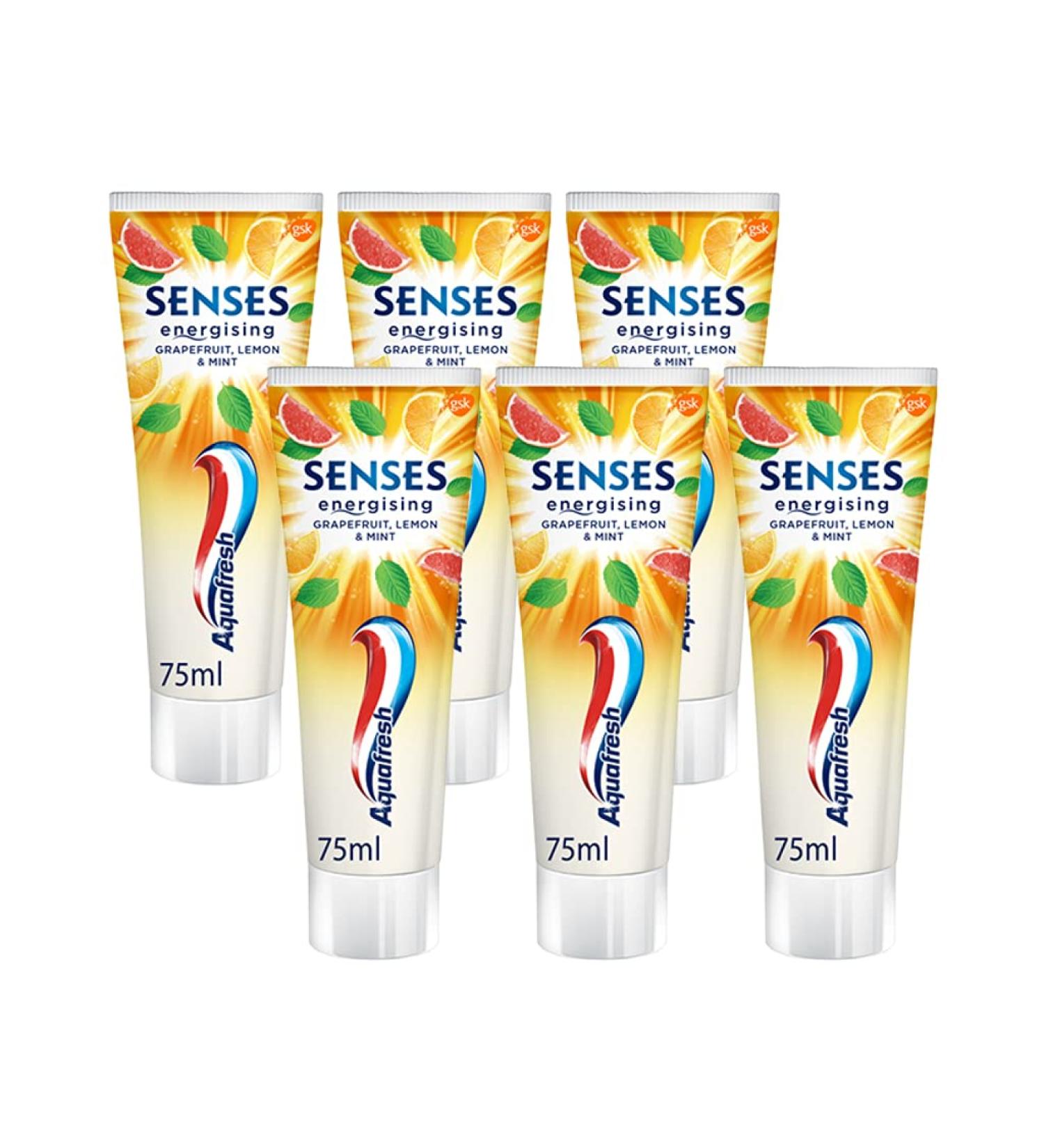 Buy Aquafresh Senses Grapefruit Lemon & Mint 6 x 75 ml | Refreshing Oral Care | International Shipping Available - Buy Online on GoSupps.com