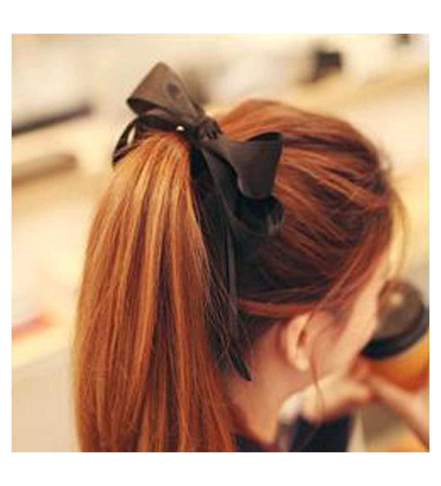 Inilbran Boho Silk Hair Bow Rope Scrunchies Black Silky Hair Band Hair Ties Vintage Elastic Hair Bands Ropes French Bowknot Ponytail Scrunchy Hair Ties Hair Accessories for Women and Girls Headdress - Buy Online on GoSupps.com