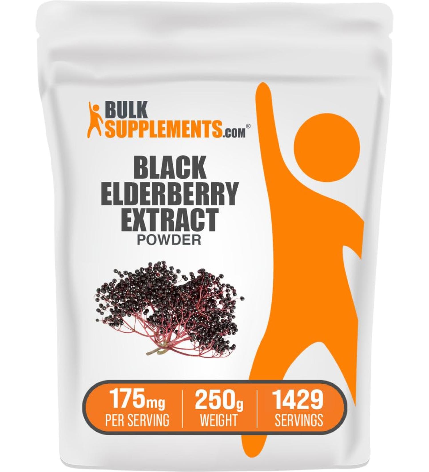 BulkSupplements.com Elderberry Extract Powder - Elderberries Sourced from Black Elderbrry Immune Support Supplement - Gluten Free - 175mg per Serving 250g (8.8 oz) (Pack of 1) 8.8 Ounce (Pack of 1) - Buy Online on GoSupps.com