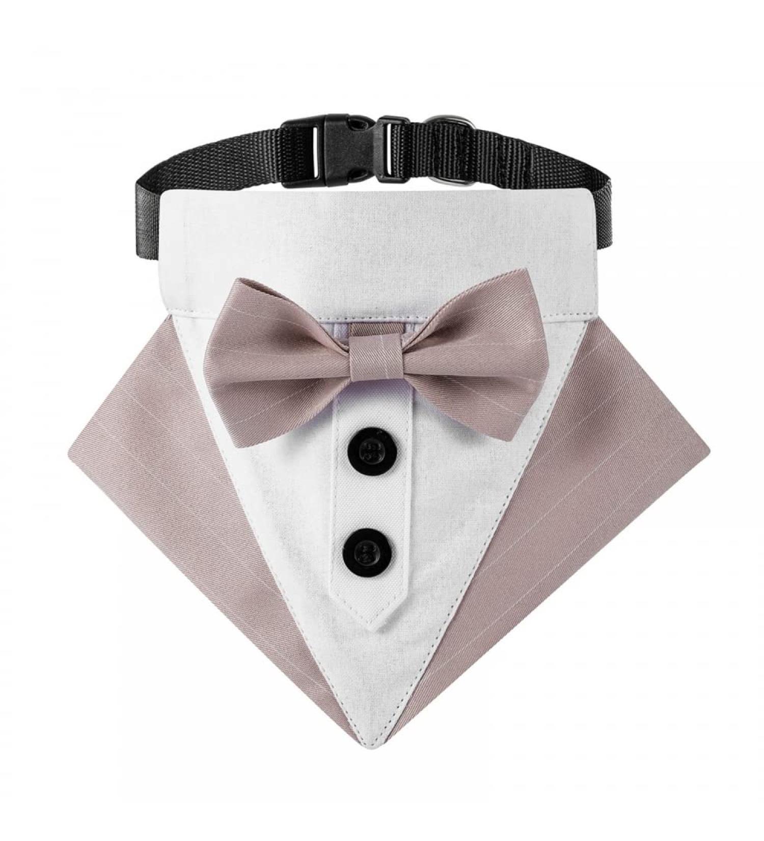 Mioyoow Adjustable Dog Tuxedo Bandana Collar - Elegant Wedding Scarf for Small & Medium Dogs - Perfect for Special Occasions - Buy Online on GoSupps.com