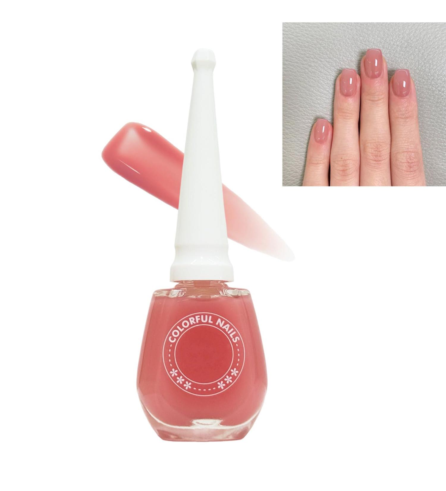 Jelly Pink Nail Polish Translucent Peach Pink Natural Quick Dry Nail Polishes Long Lasting No Need Cure Chip-resistant Nail Varnish DIY Nail Art Manicure Gift for Women & Girls - Buy Online on GoSupps.com