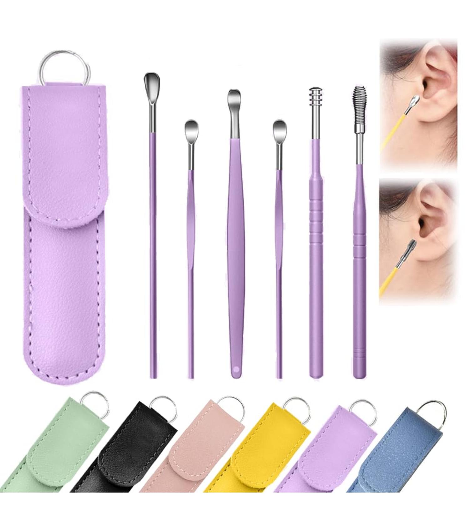 Latuzio Ear Cleaner Latuzio Ear Wax Cleaner Tool Set 6PCS Innovative Spring Earwax Cleaner Tool Set Ear Cleaner Earwax Removal Kit with Storage Bag (Purple) - Buy Online on GoSupps.com
