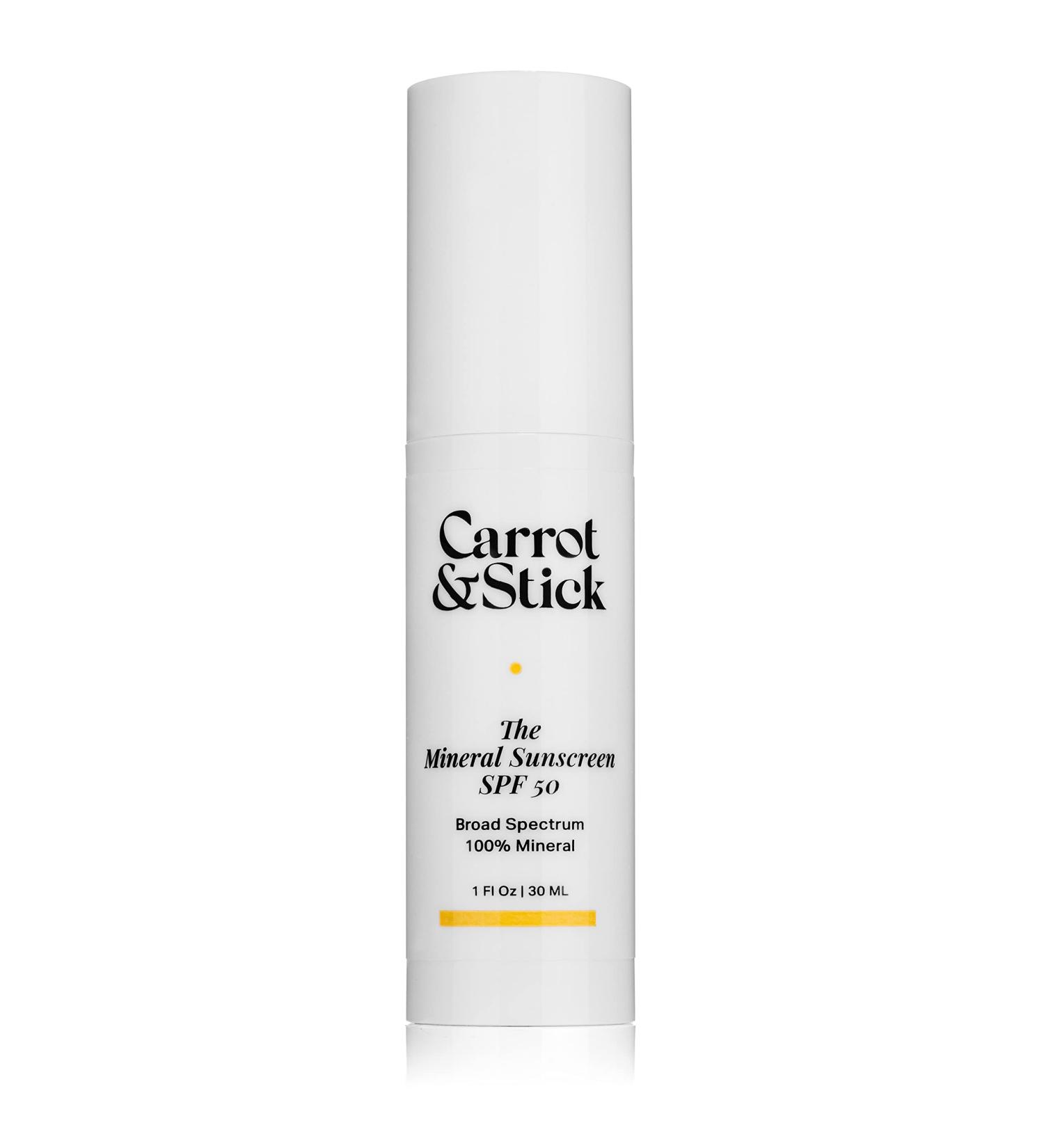Carrot & Stick Tinted Mineral Sunscreen SPF 50 for Face - 1oz | Titanium Dioxide, Zinc Oxide, Iron Oxide, Hyaluronic Acid, Vitamin C & E - Buy Online on GoSupps.com
