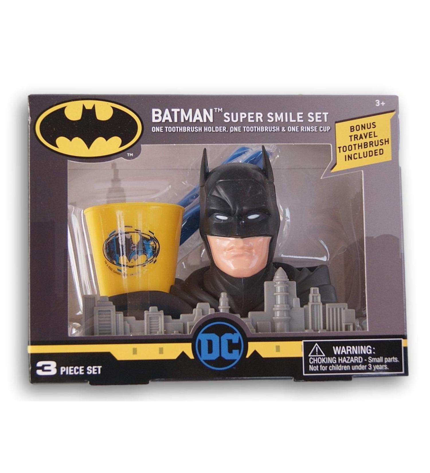 Batman Super Smile Set - Toothbrush Holder, Toothbrush & Rinse Cup