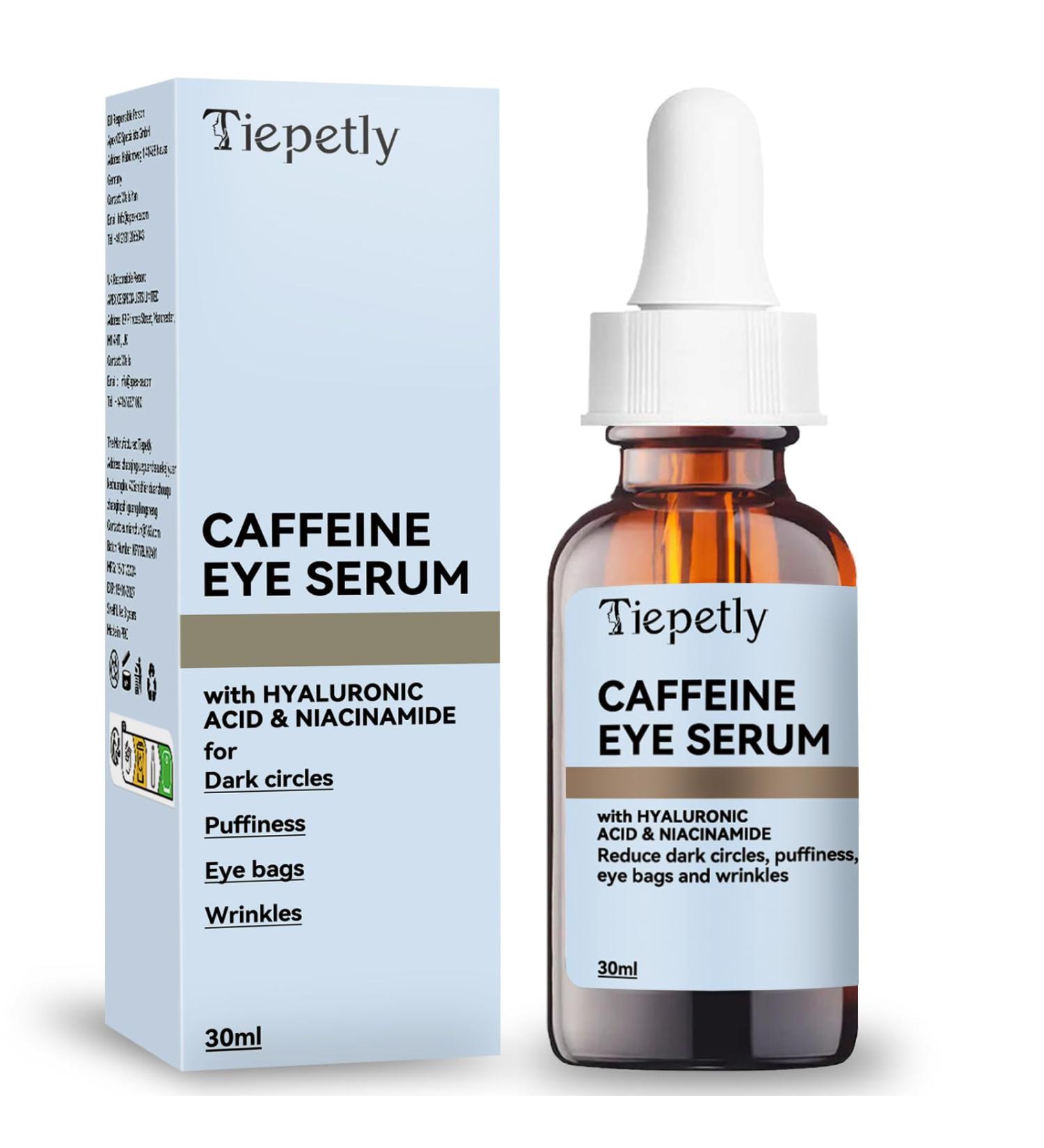 Caffeine Eye Serum Under Eye Cream for Dark Circles and Puffy Eyes with Hyaluronic Acid Niacinamide Moisturizing Anti-Wrinkle Skincare Serum for Men and Women Eye Treatment 30ml (eye serum) - Buy Online on GoSupps.com