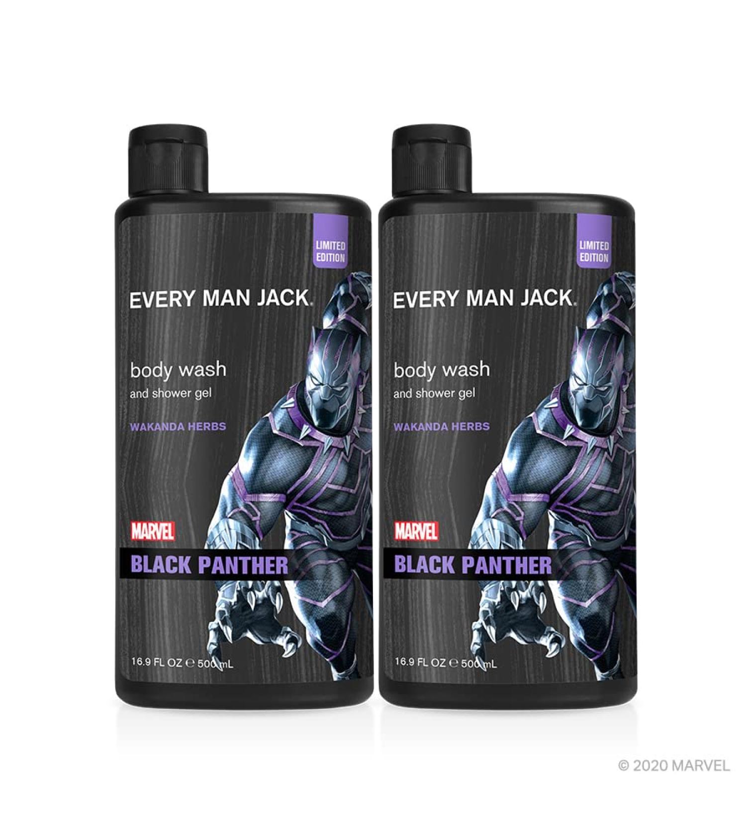 Every Man Jack Body Wash - Marvel Black Panther Twin Pack | 16.9-fl oz x 2 Bottles | Parabens-free, Phthalate-free, Dye-free | Certified Cruelty-Free - Buy Online on GoSupps.com