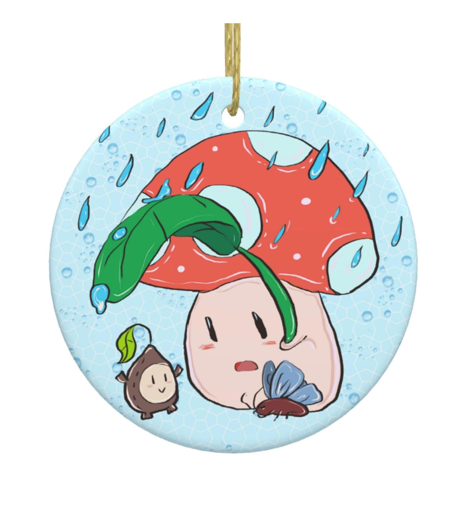 YYHHAOFA Sunflower Seeds and Mushroom Picture Christmas Ceramic Round Pendant Decoration - Festive Hanging Ornament for Stores and Homes -2.9 in - Buy Online on GoSupps.com