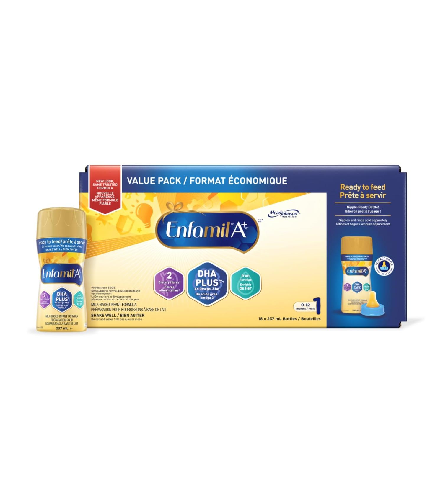 Enfamil A+ Infant Formula Ready to Feed Bottles 237mL 18 pack - Buy Online on GoSupps.com