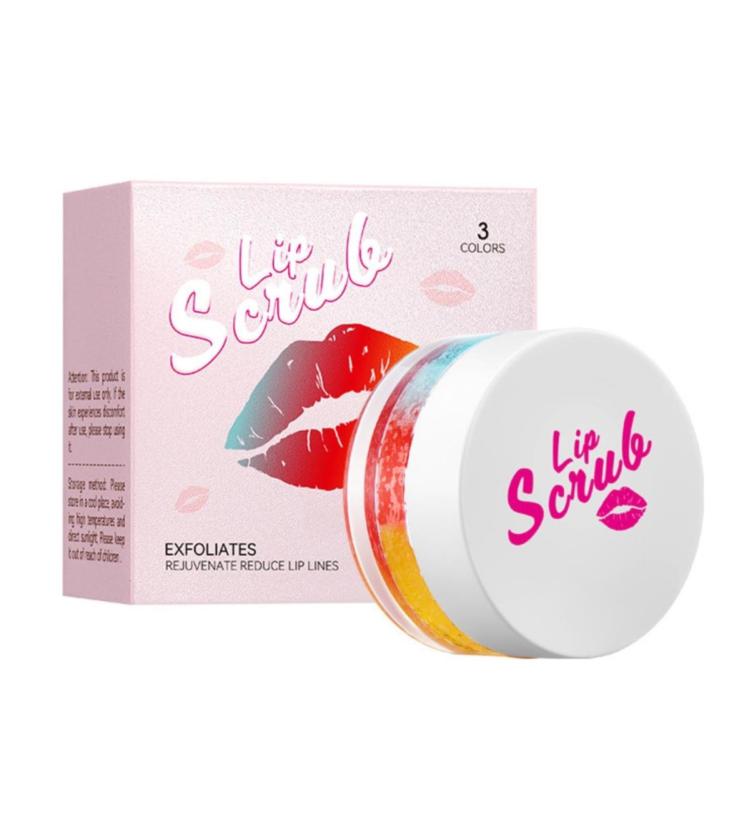 Tri-Color Lip Scrub Exfoliator 20g - Stay Smooth & Repair Cuticle Lock in Moisture Gentle Lip Exfoliator Scrub for Soft Lips Hydrating and Nourishing Perfect for Dry and Flaky Lips - Buy Online on GoSupps.com