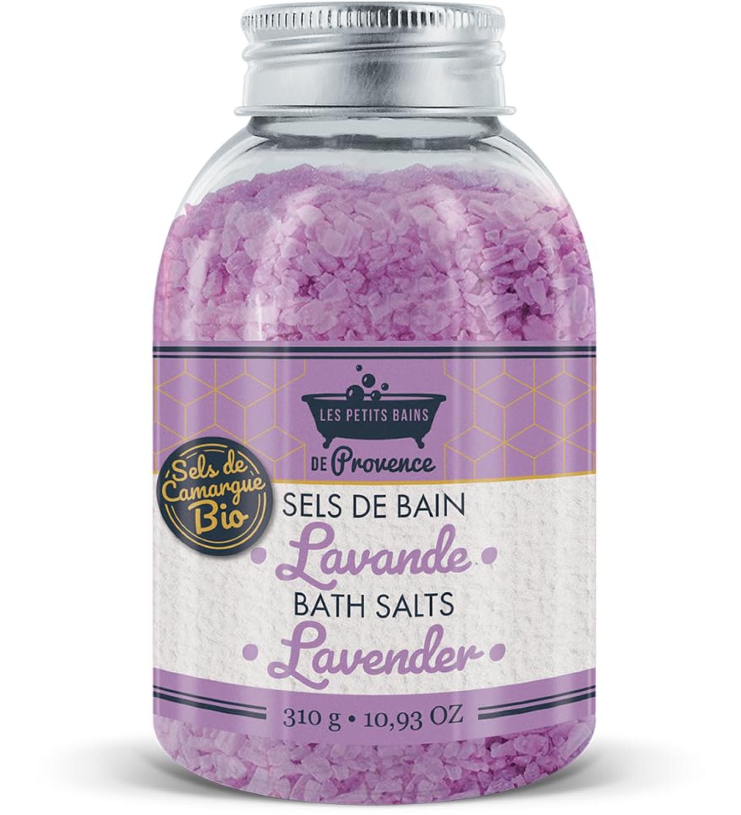 LES PETITS BAINS DE Provence Les Petits Bains de Provence Lavender Bath Salt 310 g - Real Camargue Salt - Made in France - Relaxing and Sensory Bath