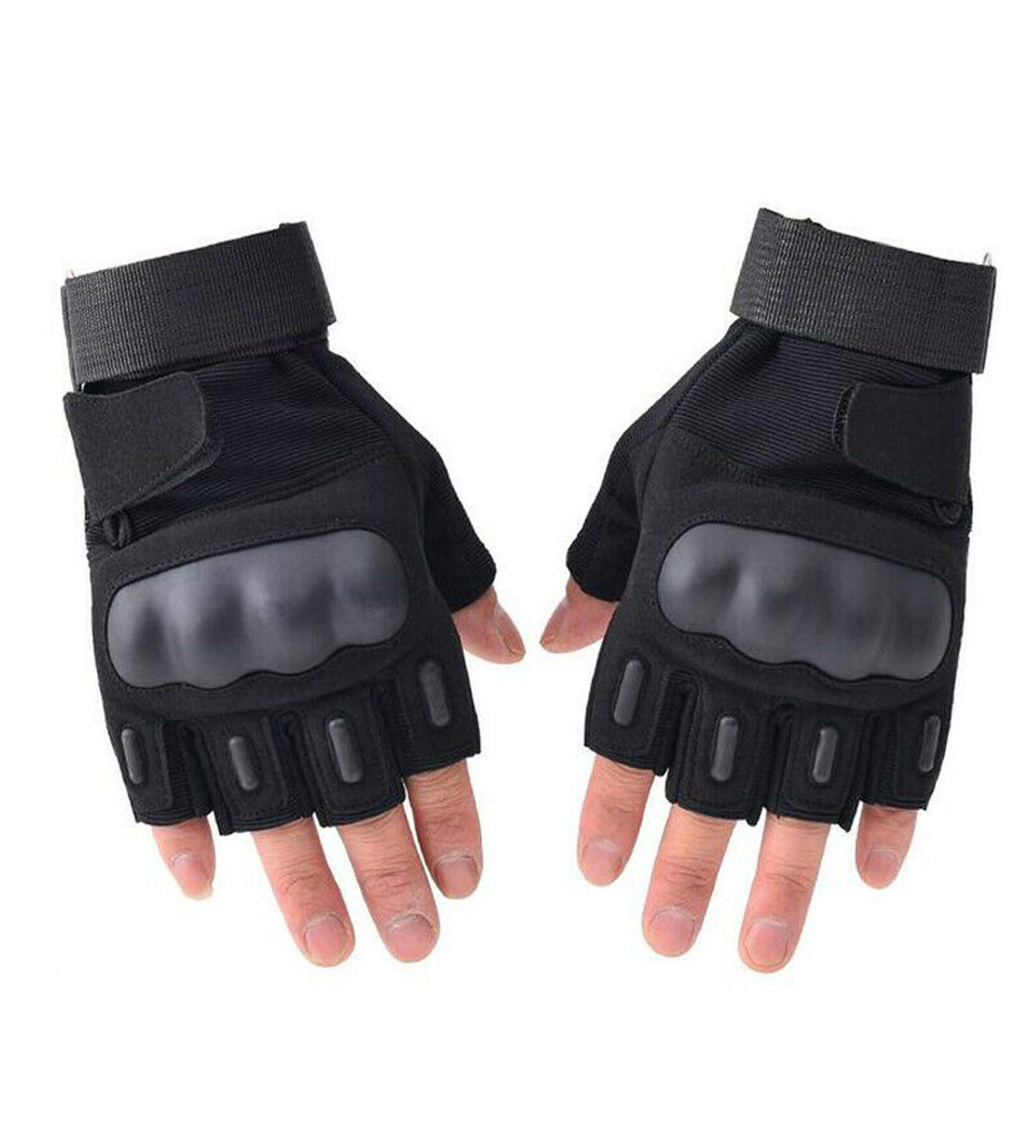 DDK Military Army Tactical Gloves - Fingerless Hard Knuckle Combat Gloves for Men - Black - Large - Buy Online on GoSupps.com