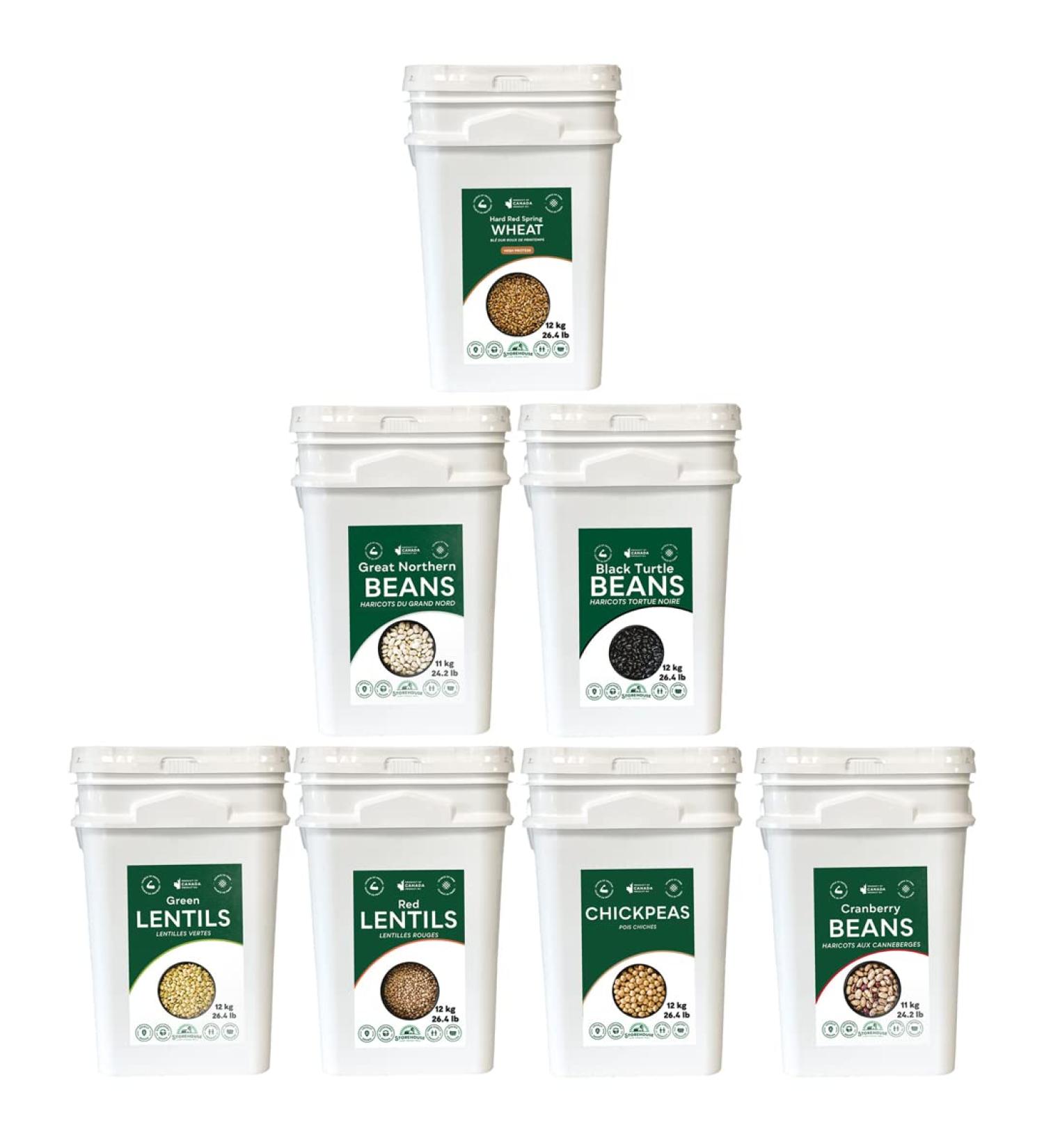 StoreHouse Foods Assorted Dry Goods Bucket/Pail Bundle by - Enjoy this of 1 Hard Red Spring Wheat Green Lentil Cranberry/Romano Bean Great Northern Black Turtle Chickpea 7 pails - Buy Online on GoSupps.com