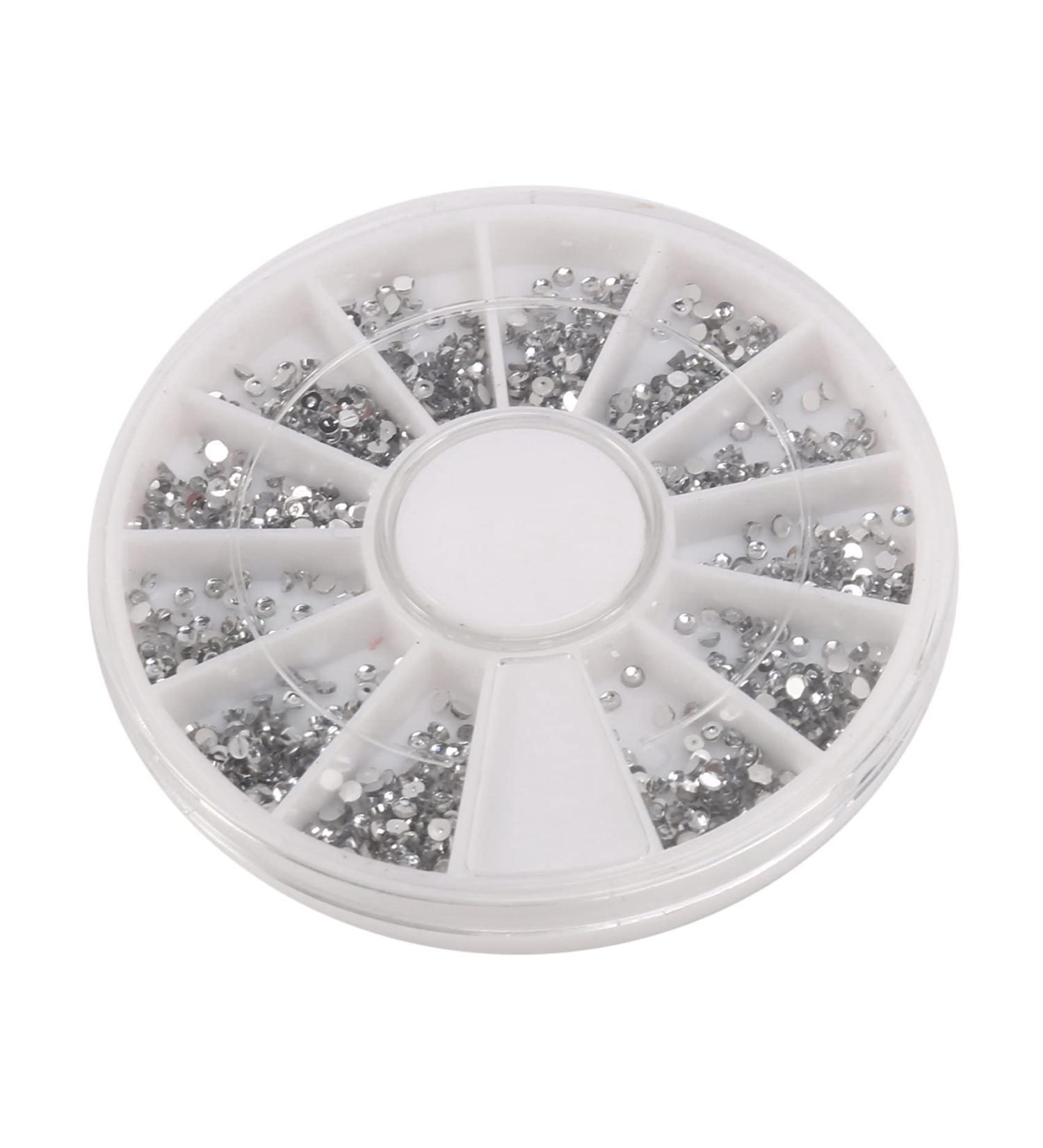 Scalewbin Silver rhinestones boxes Crystal nail manicure Nail 1.5 MM wheel - Buy Online on GoSupps.com