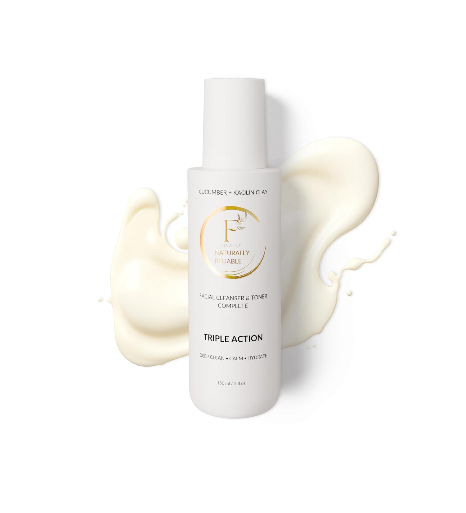 Finally All Natural Dual Action Face Wash & Toner, Cucumber Kaolin Clay, Natural Cleanser with Bakuchiol, 5 FL OZ, for All Skin Types. Face Wash for Women & Men - Buy Online on GoSupps.com