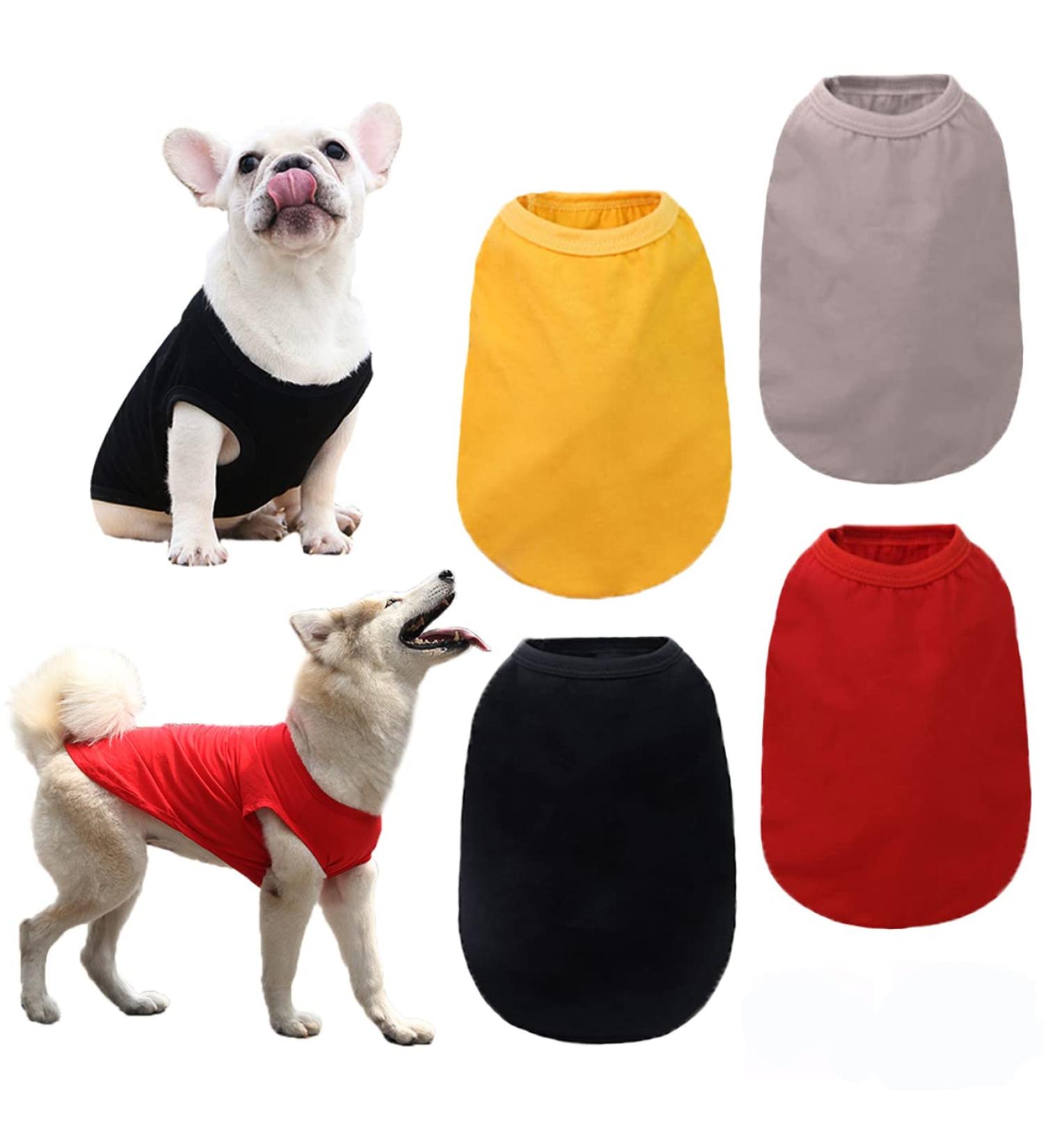 Shop TVMall Dog T-Shirts - Summer Cotton Vests for Medium & Large Dogs | Breathable & Stylish 4-Pack - Buy Online on GoSupps.com