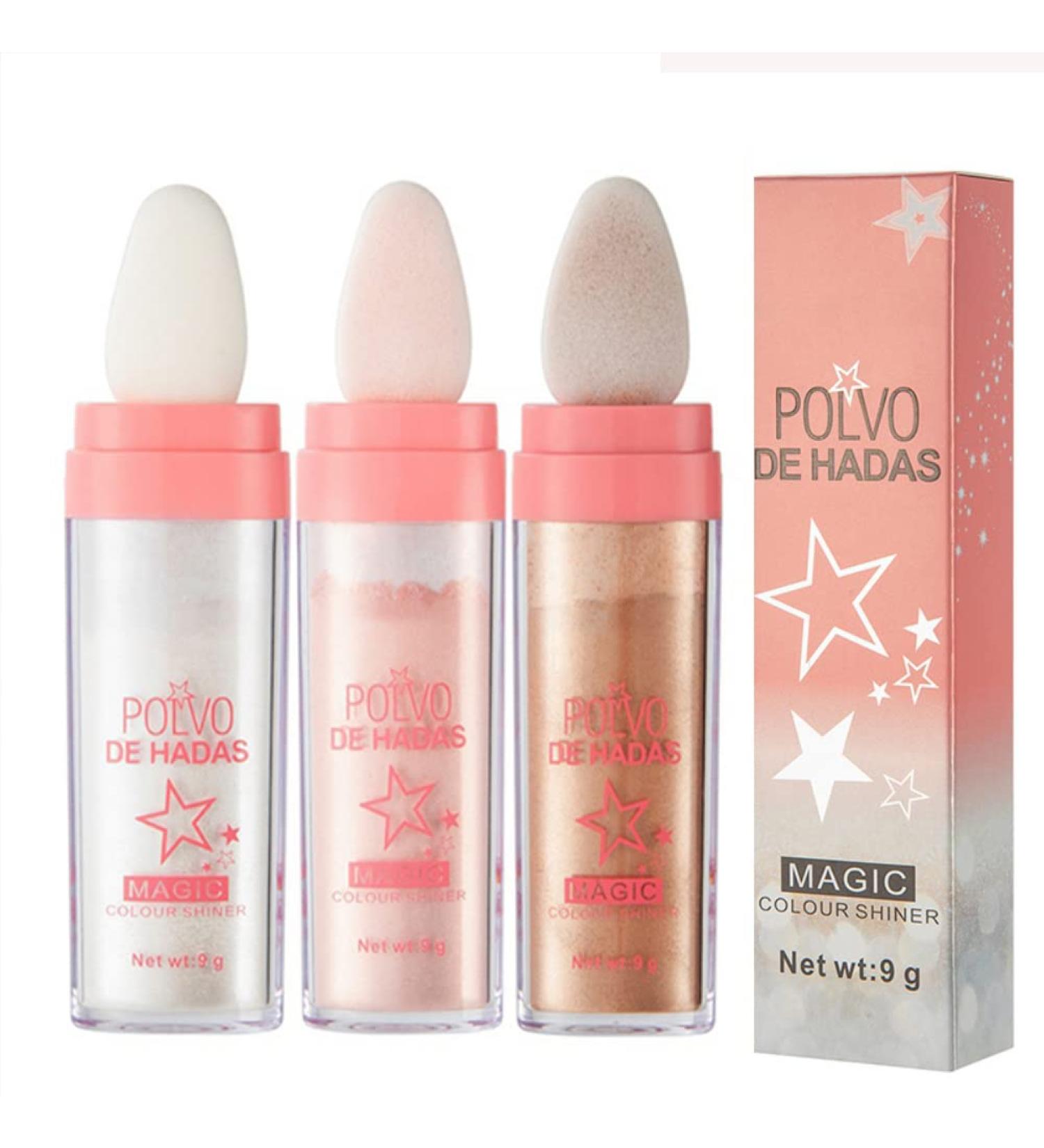 Hocossy Highlighter Powder Stick - 3 Colors Glitter Shimmer for Face Eyes Lips & Body | Sparkle & Glow Cosmetics - Buy Online on GoSupps.com
