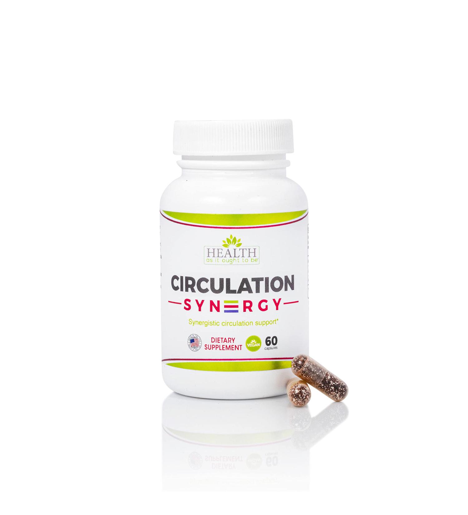 Health As It Ought To Be Circulation Syn3rgy Supplement | Physician Formulated Capsules with Beet Root L-Arginine Horse Chestnut | 60 Capsules - Buy Online on GoSupps.com